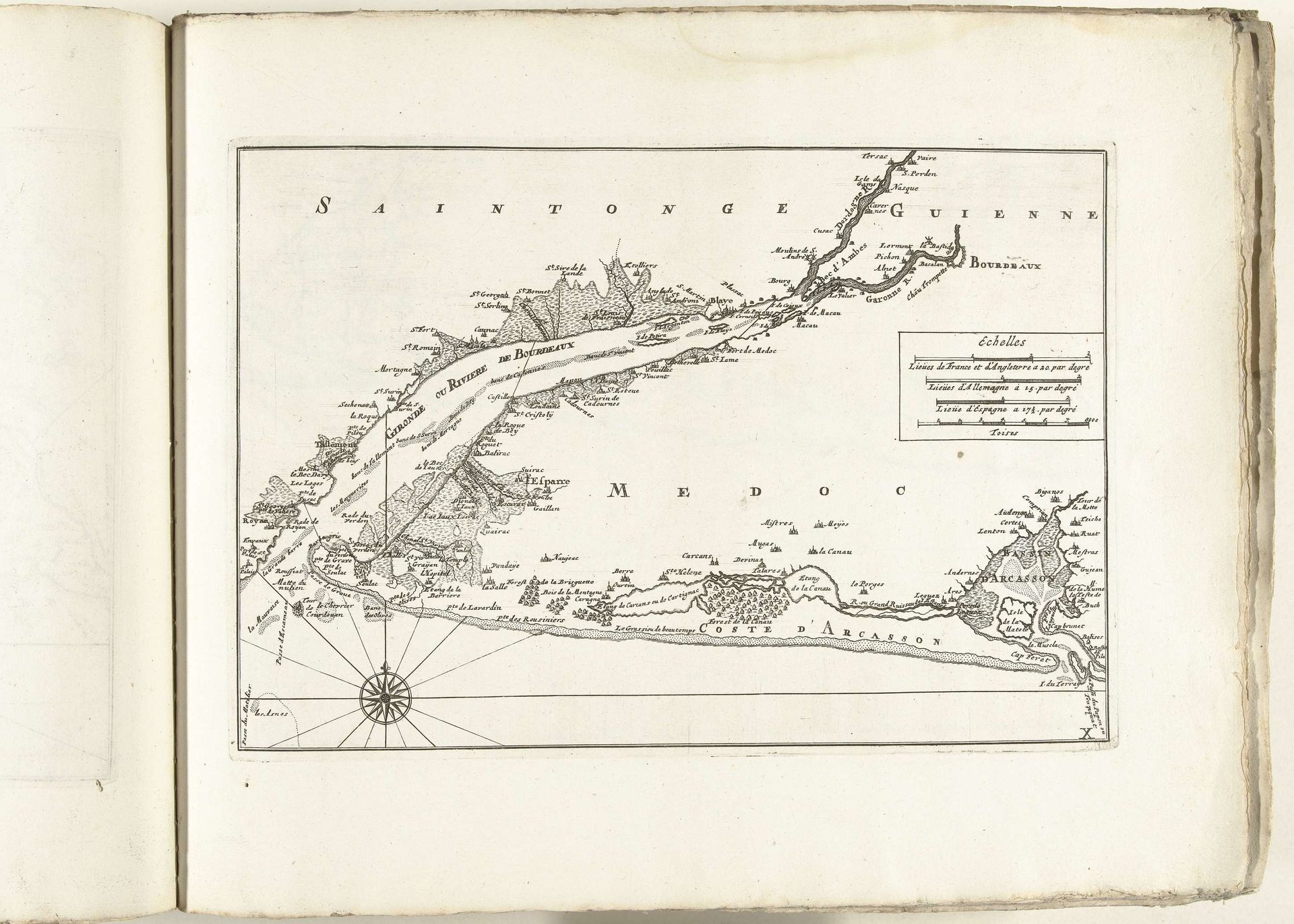 Kaart van de Franse westkust met de monding van de Garonne en Dordogne, ca. 1702 by Anonymous