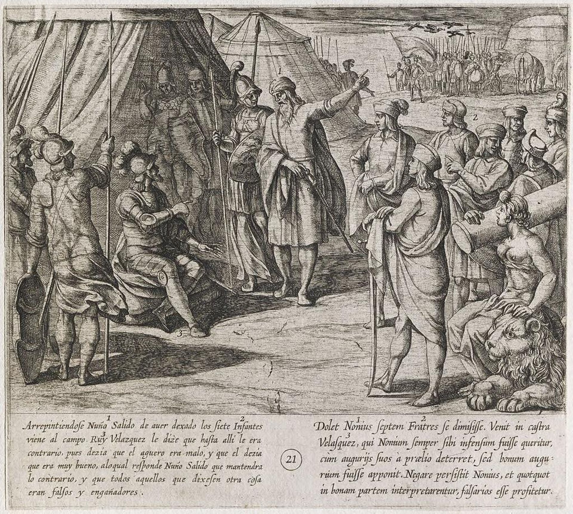 Nuno Salido Insists that the Omens Are Evil While Ruy Velazquez Insists that They Are Good by Antonio Tempesta