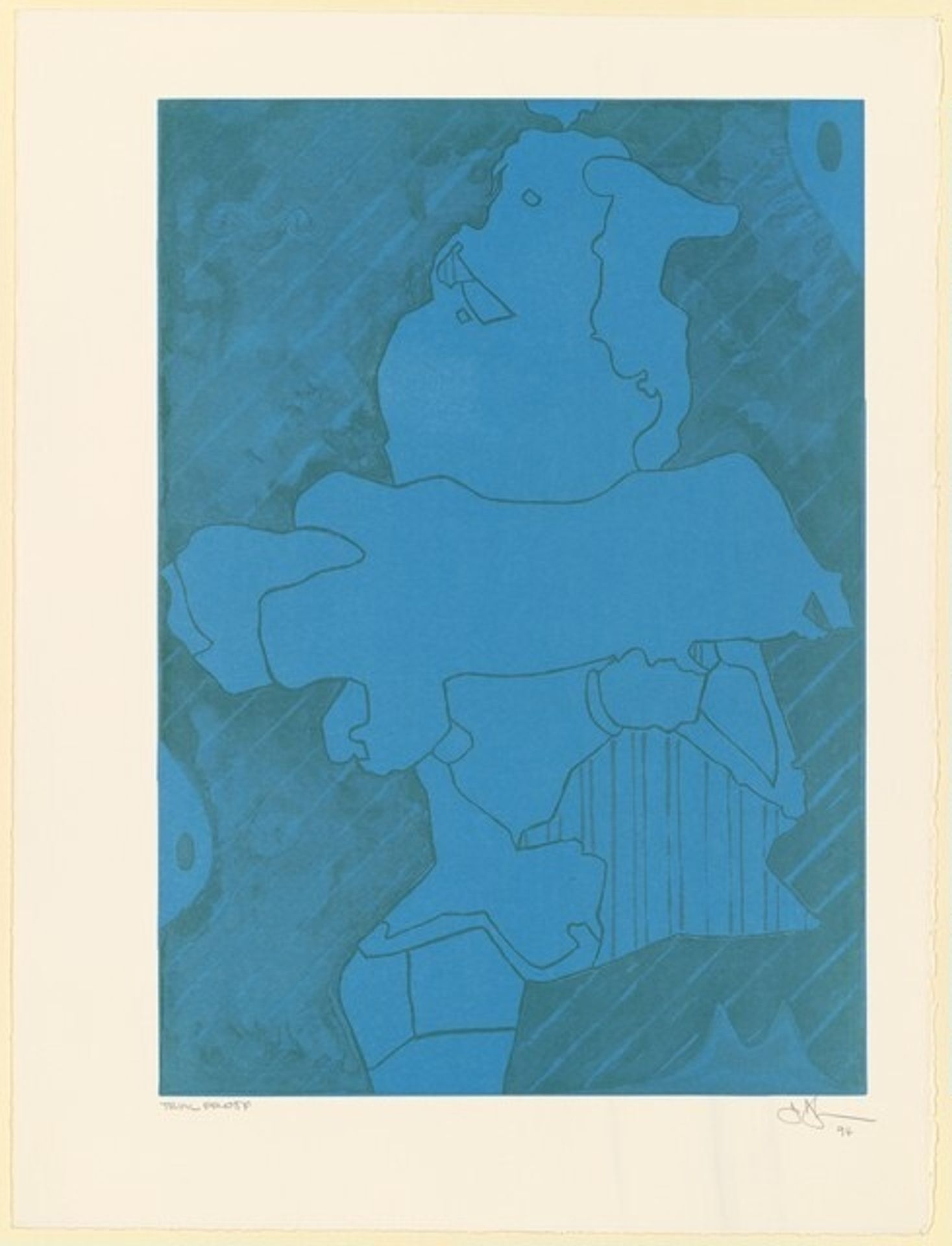 Green Angel 2 Experimental Lithos [trial proof] by Jasper Johns