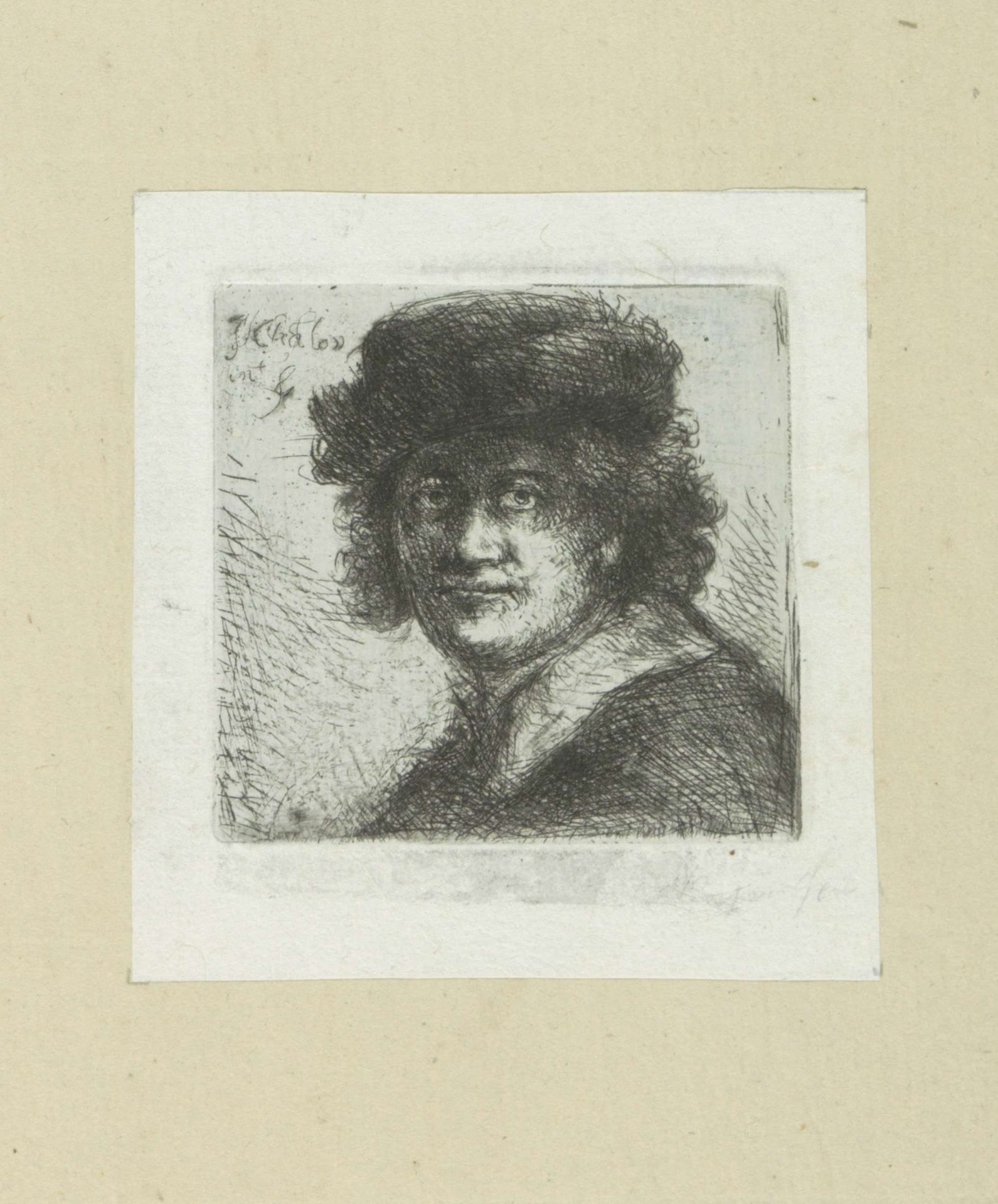 Man met hoed en platte kraag by Jan Chalon