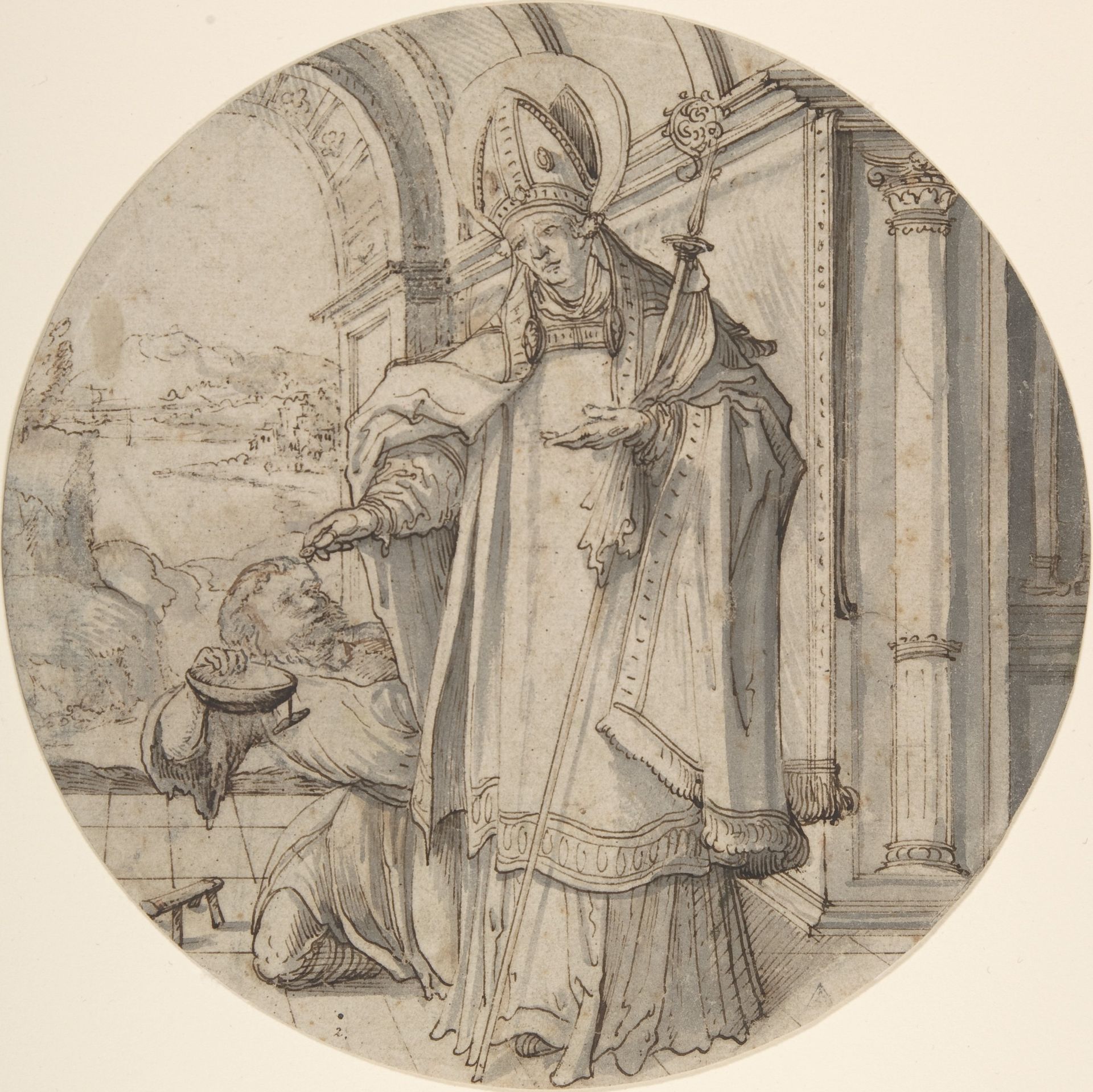 Saintly Prelate Distributing Alms by Christoph Amberger