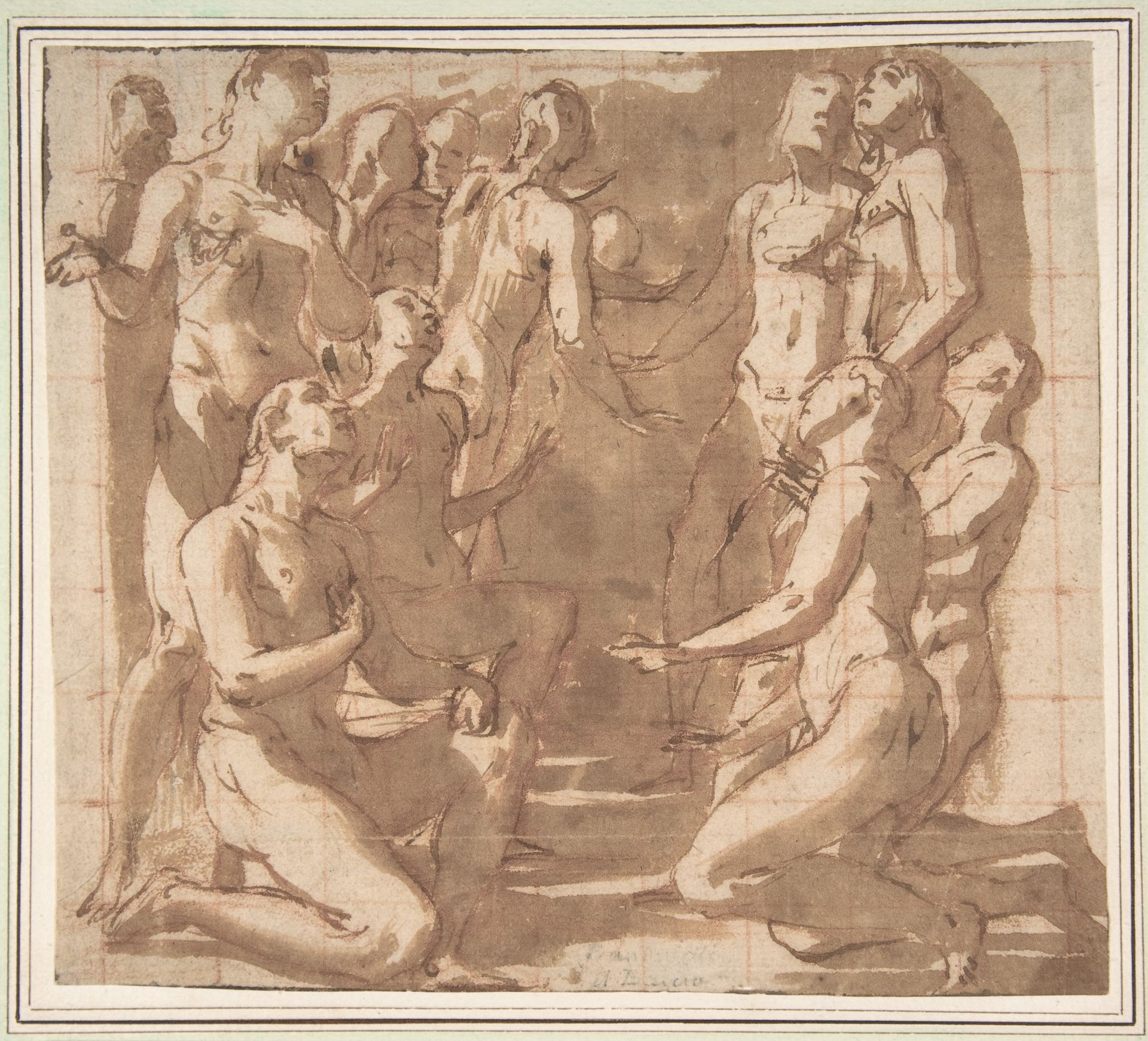 Group of Nude Male Figures Kneeling and Standing in Supplication by Giovanni Baglione