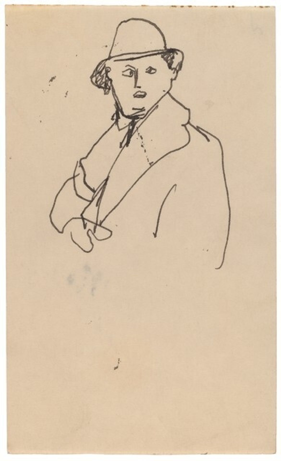 Bust-length Sketch of Man in Overcoat and Hat by Mark Rothko