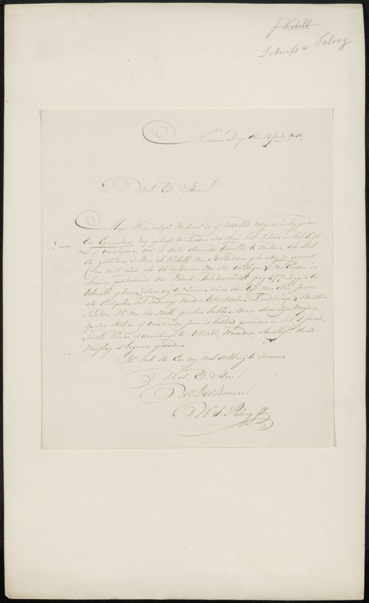 Brief aan Johannes Immerzeel by Willem Jan Paling Jz.