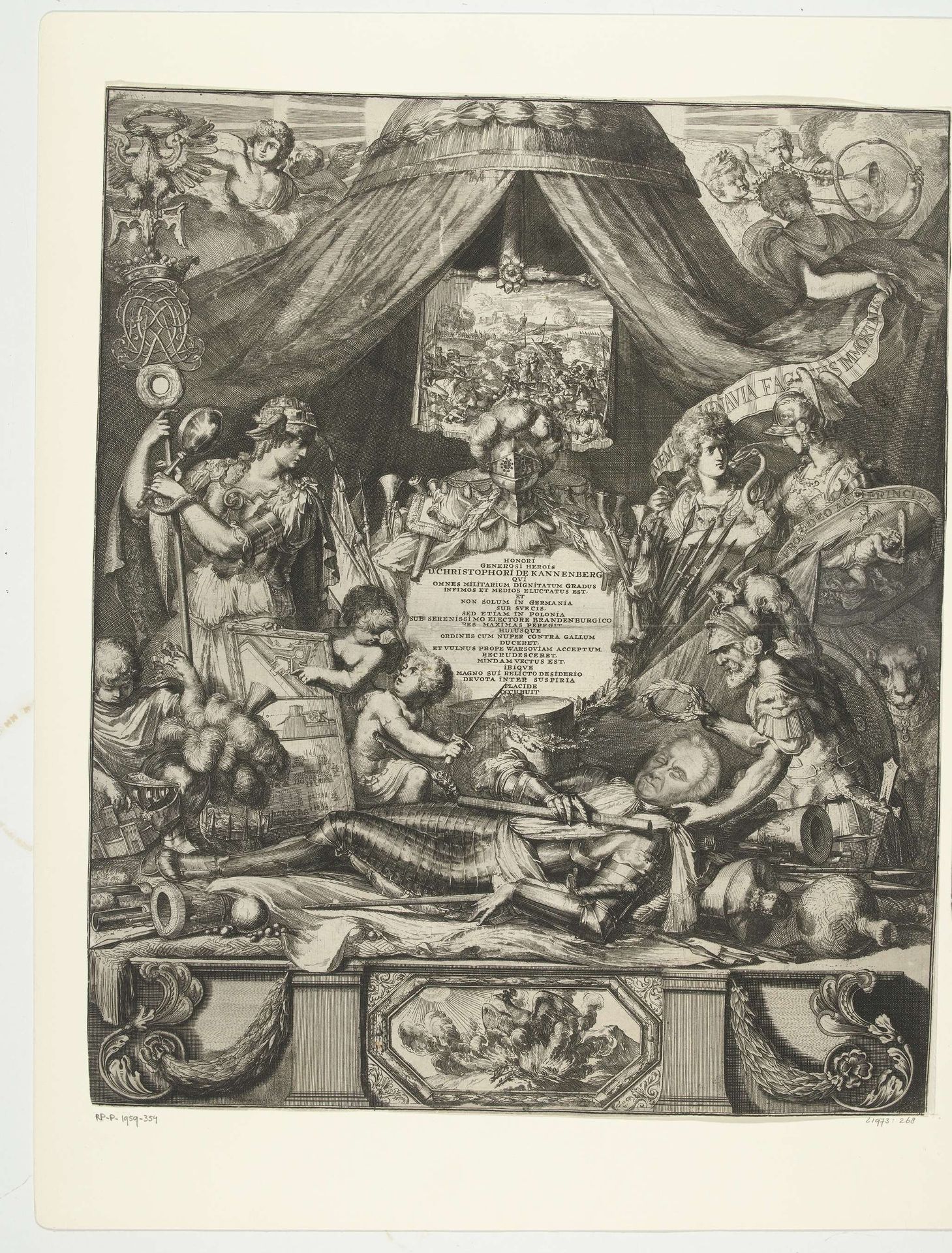 Allegorie op de dood van Christoph von Kannenberg, 1673 by Romeyn de Hooghe