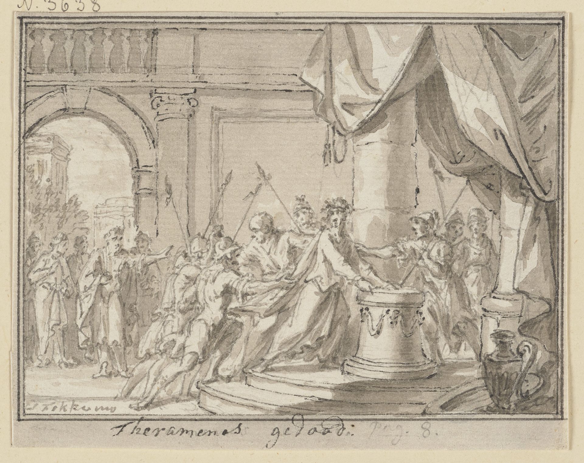The death of Thearmenas (_) by Simon Fokke