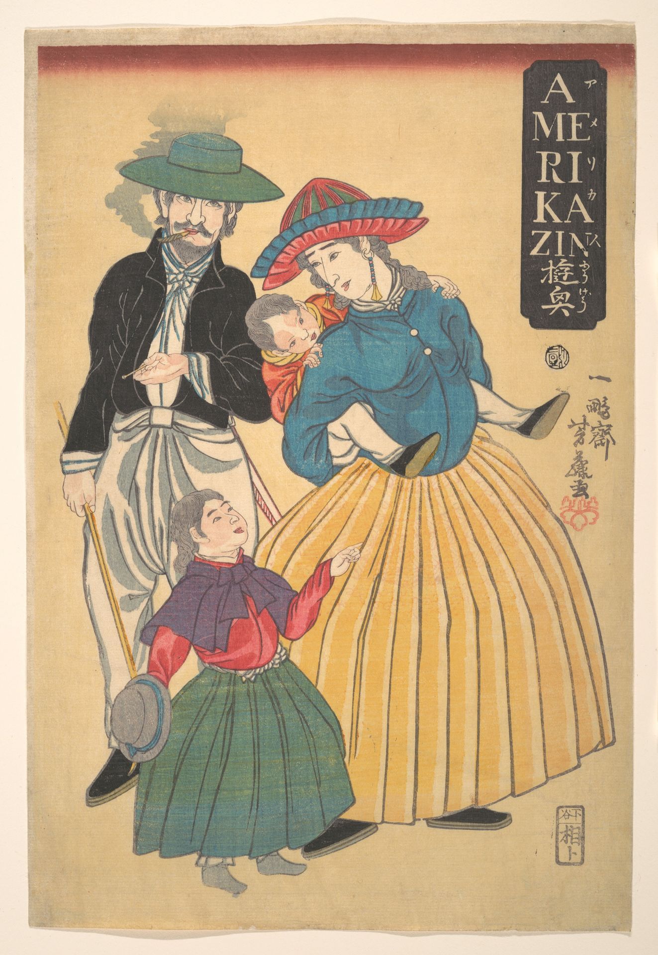 Americans on an Outing (Amerikajin yūgyō) by Ippōsai Yoshifuji