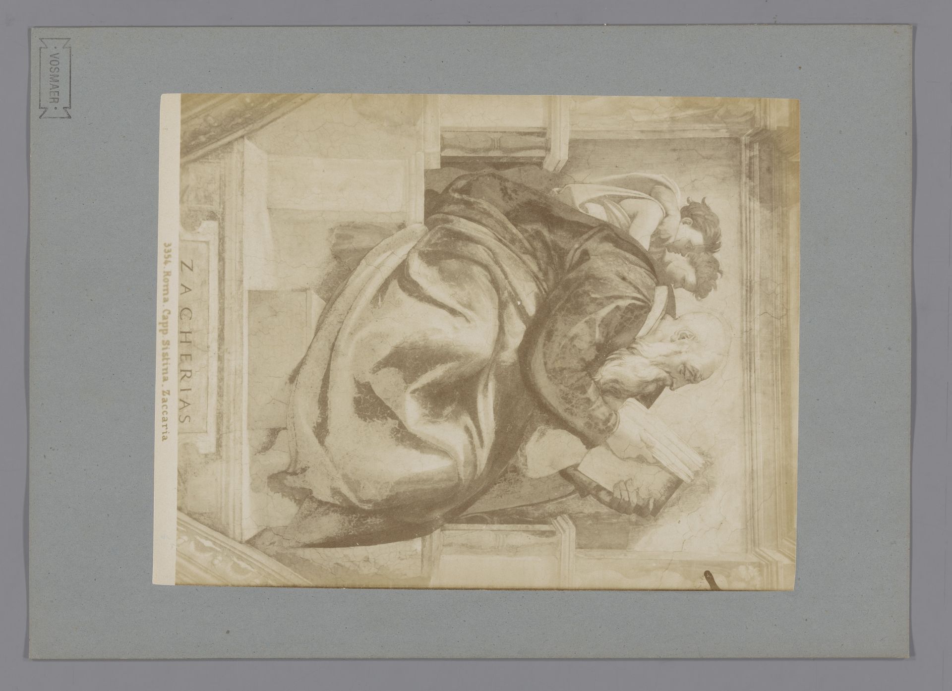 Fotoreproductie van een detail van het fresco Zacharia door Michelangelo in de Sixtijnse kapel by Anonymous