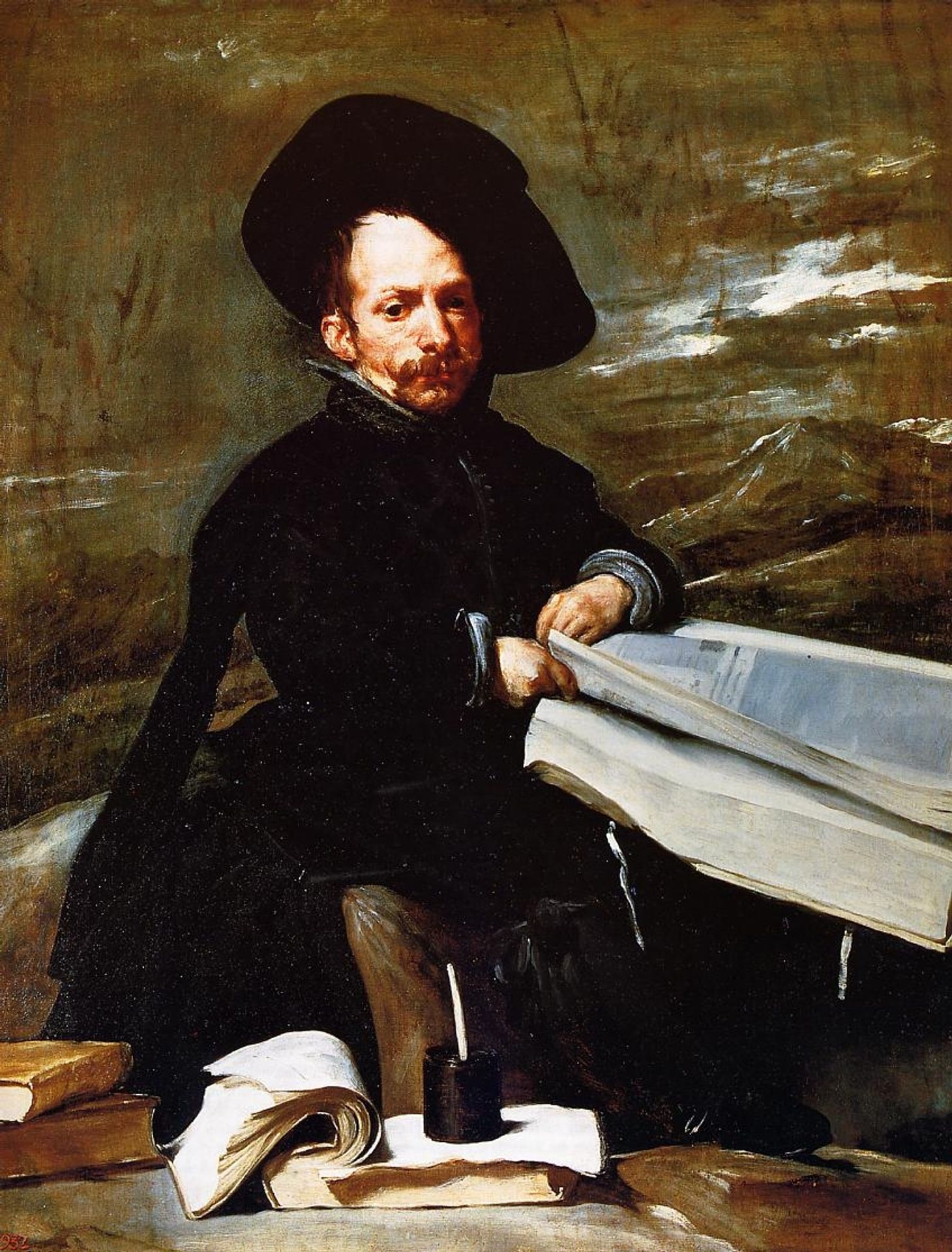 A Dwarf Holding a Tome in His Lap by Diego Velázquez