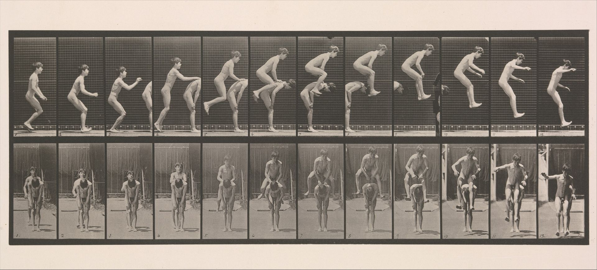 [Boys Playing Leap Frog] by Eadweard Muybridge