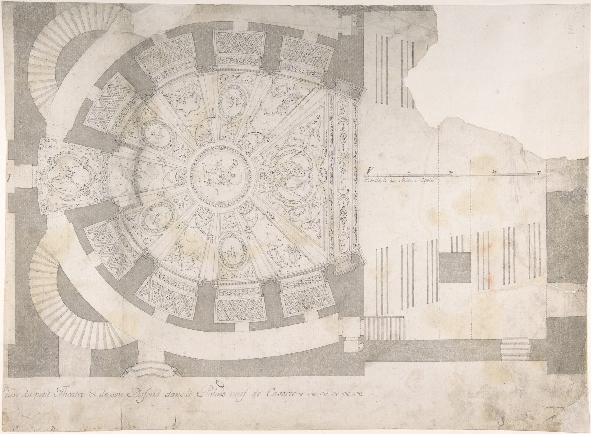 Projection of Ceiling Over Plan of the Small Theater in the Palace at Caserta by Luigi Vanvitelli