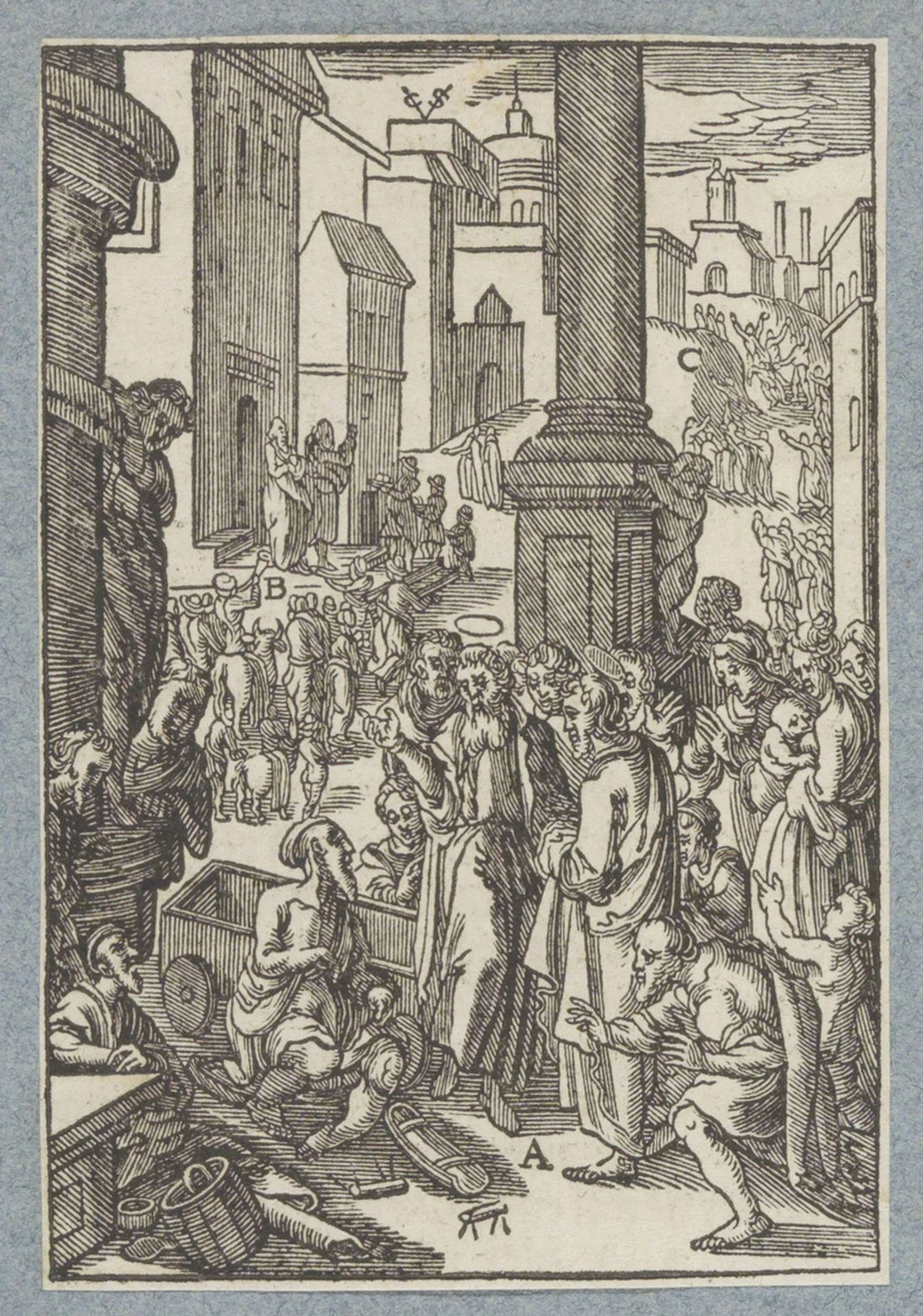 Paulus geneest de man die niet kon lopen by Christoffel van (II) Sichem