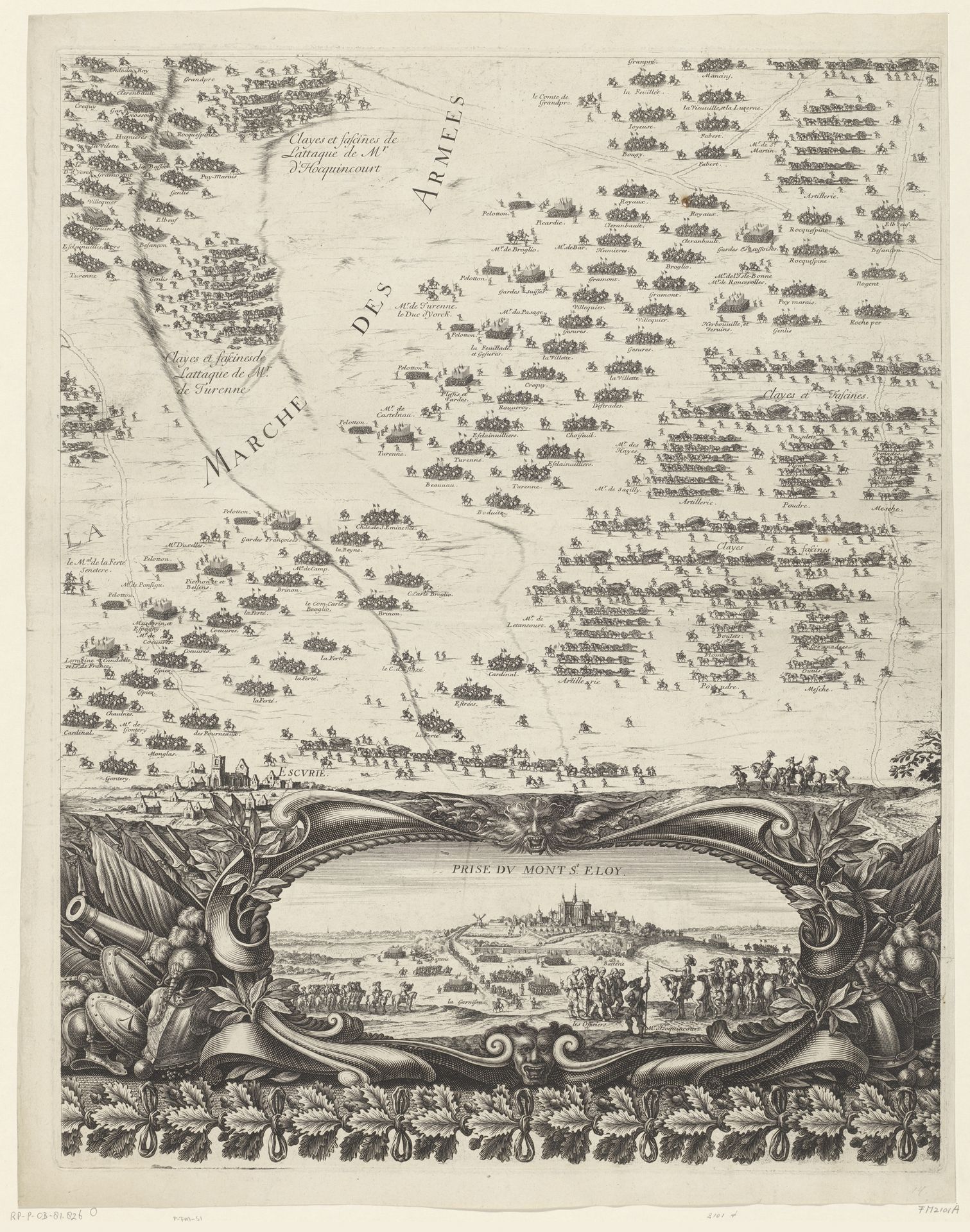 Ontzet van Arras, belegerd door de Spanjaarden (onderste rij, plaat 4), 1654 by Nicolas Cochin