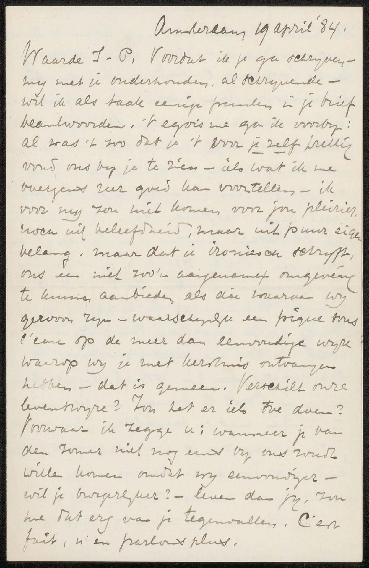 Brief aan Jan Veth by Willem Witsen