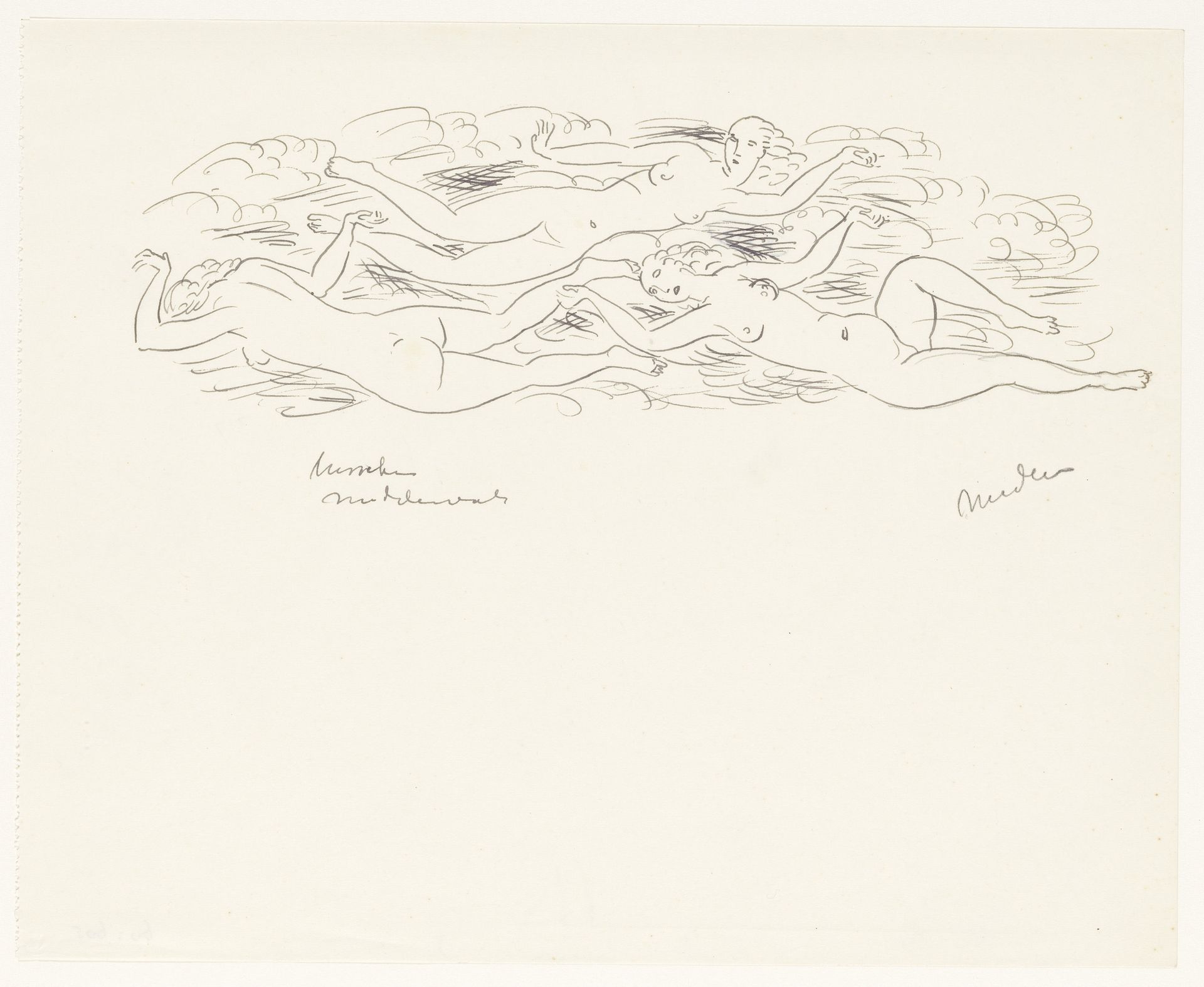 Drie naakte vrouwen, zwemmend by Leo Gestel