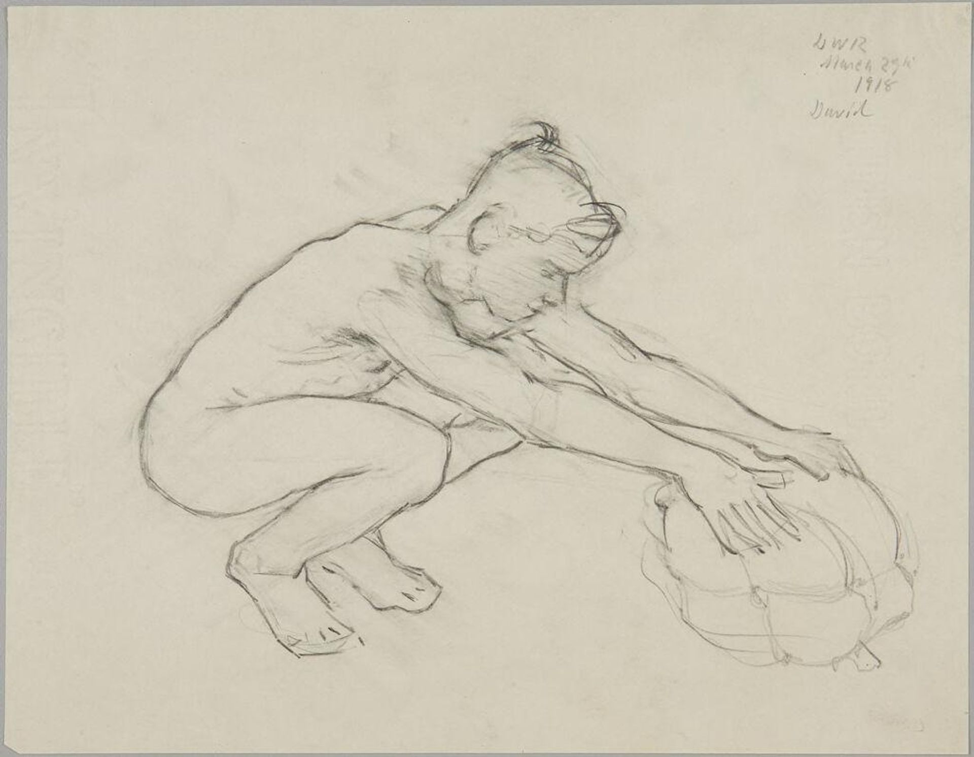 Sketch of David Crouching by Denman Waldo Ross