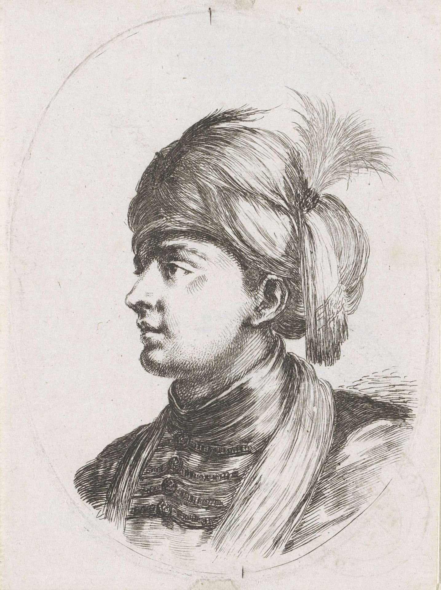 Jonge Turkse man met tulband met pluim by Stefano della Bella