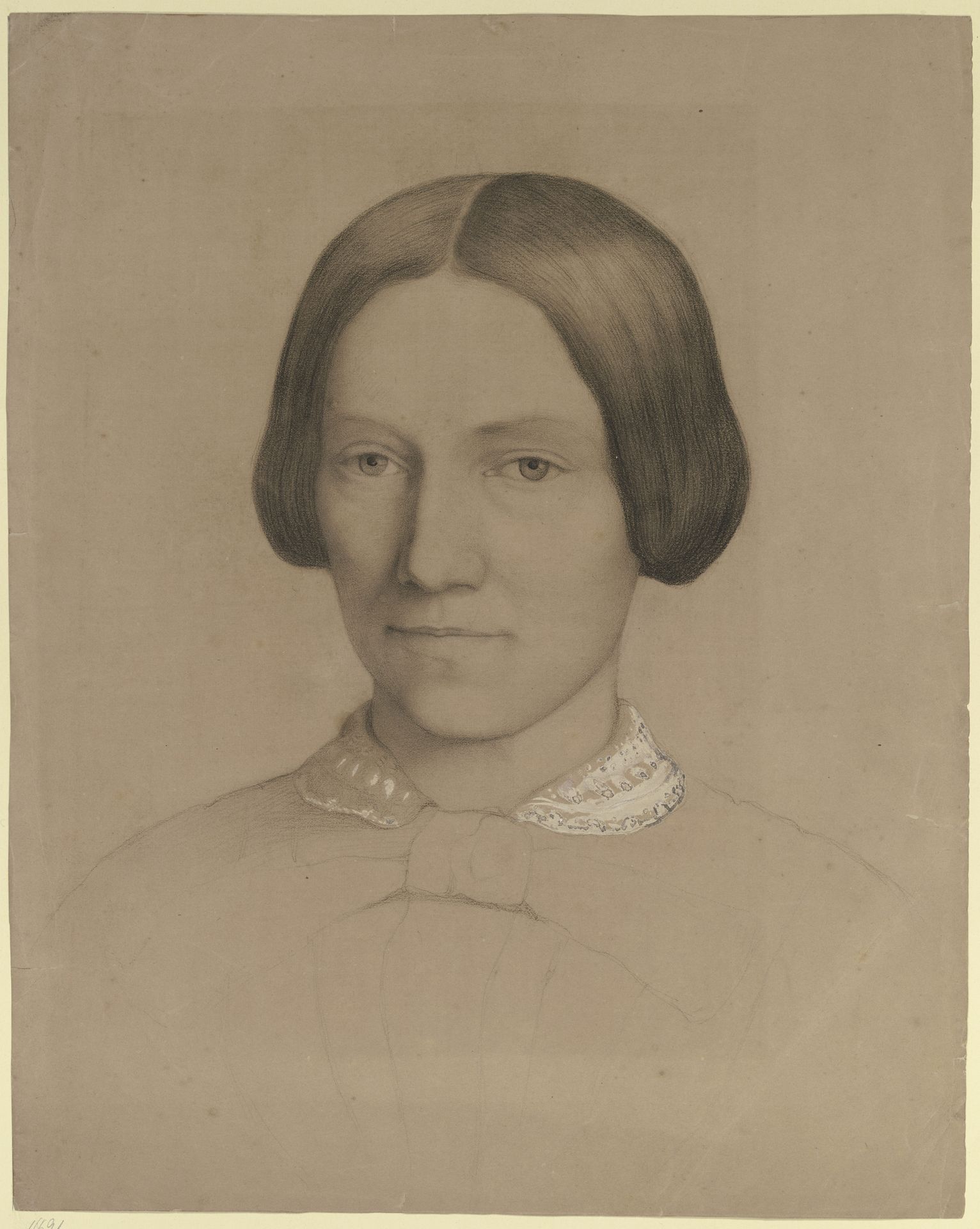 Bildnis der Emilie Scholderer, der Mutter des Künstlers, en face by Otto Scholderer