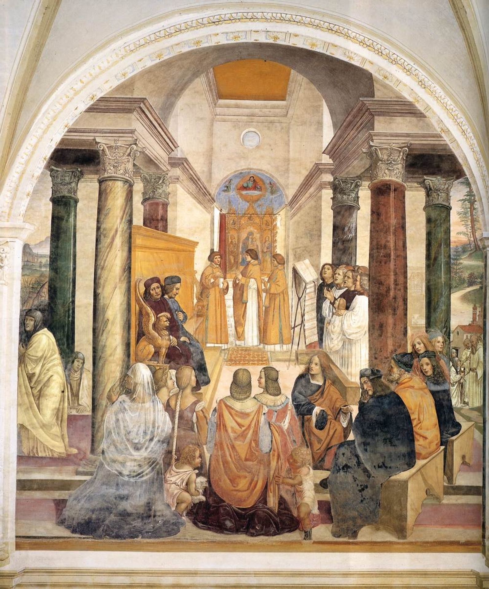 Life of St Benedict, Scene 33. Benedict Gives Posthumous Absolution to Two Nuns by Il Sodoma