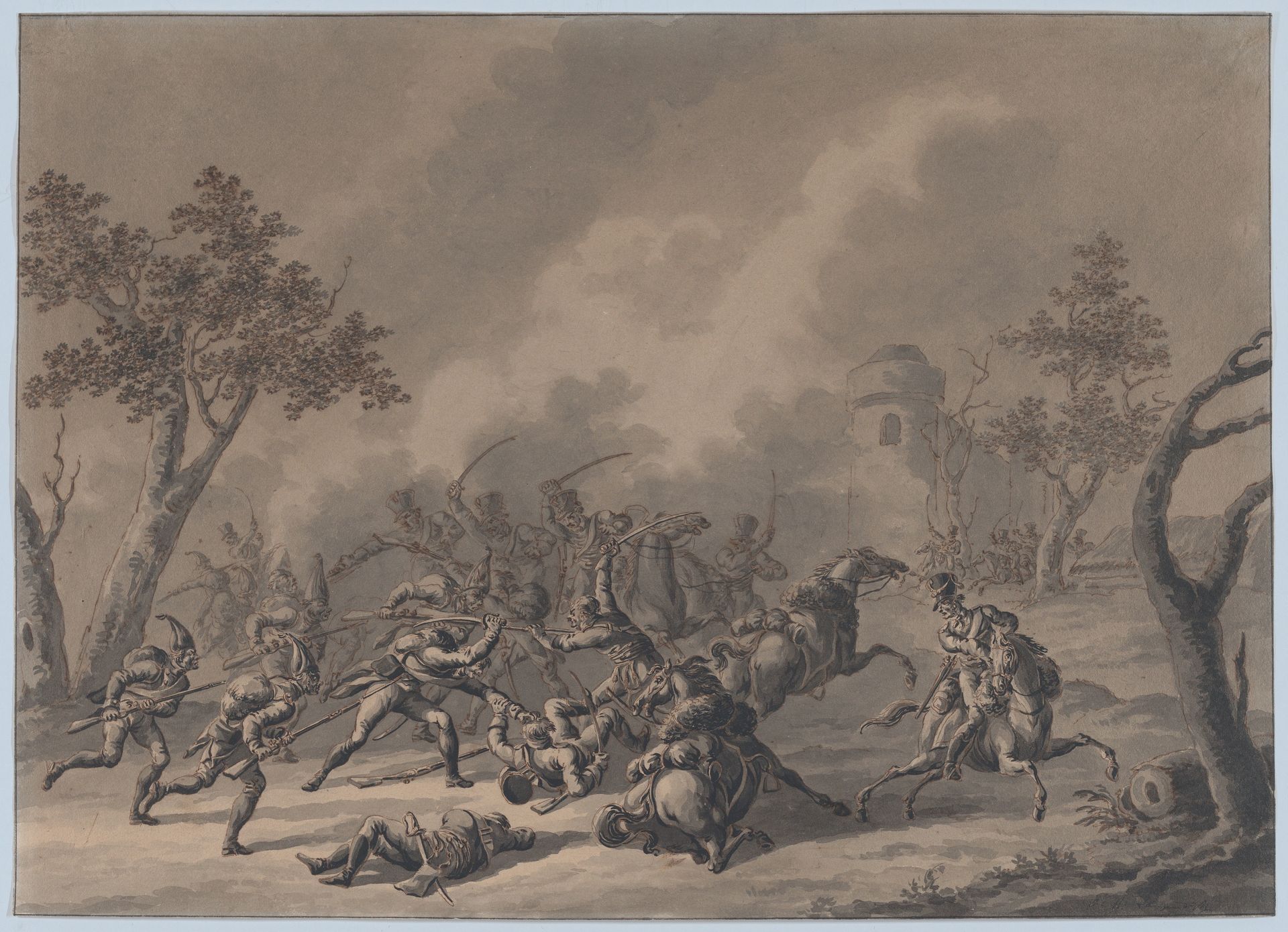 A Battle Between Cavalrymen and Infantry by Dirk Langendijk