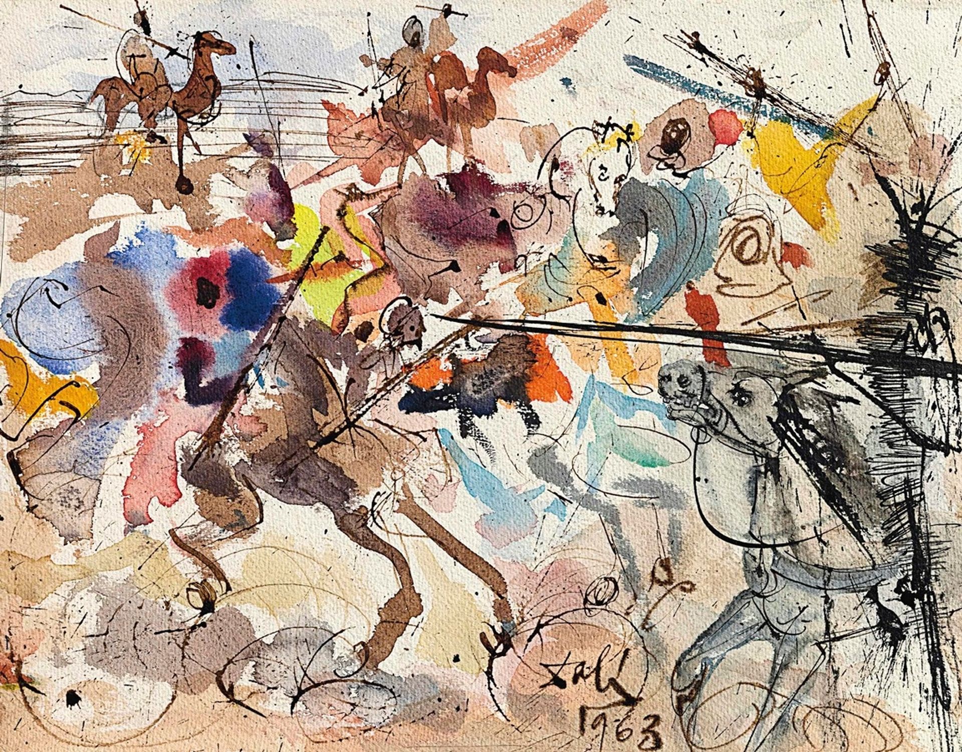 Scorgemmo una cinquantina di cavalieri … una moltitudine di uomini a cavallo by Salvador Dalí