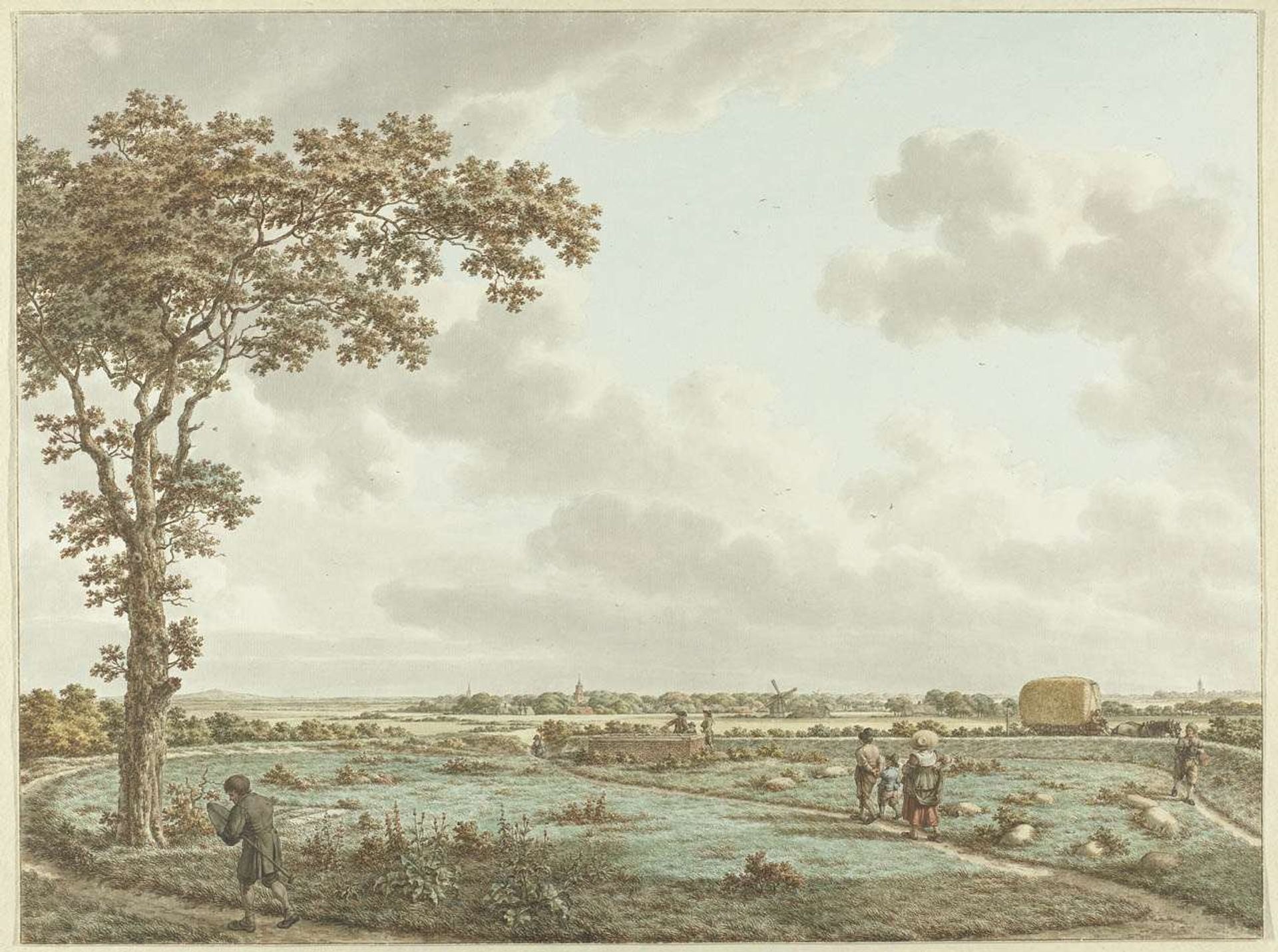 De Tafelberg in het landschap, gezien vanaf het Sint-Janskerkhof bij Laren by Jacob Cats