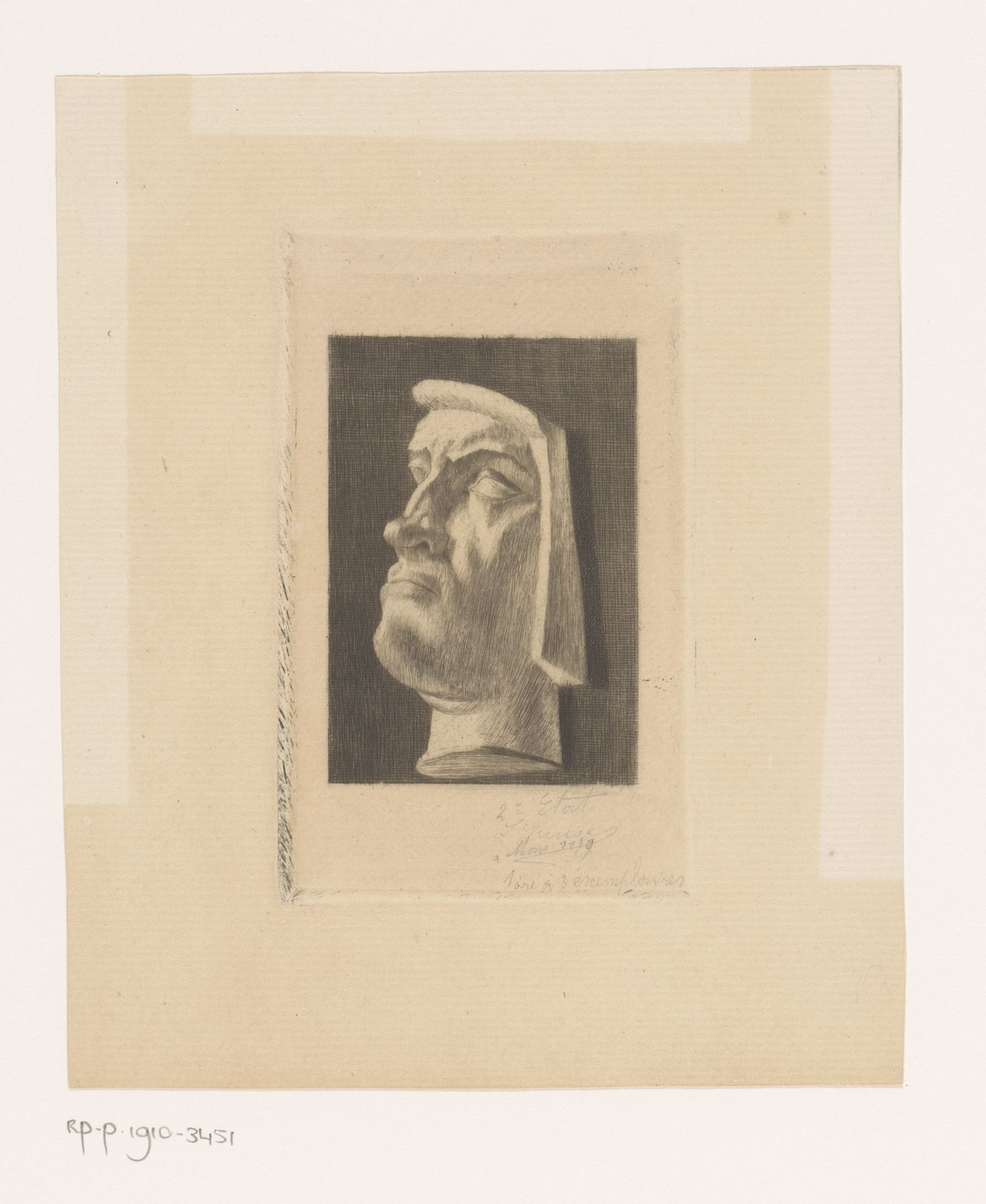 Studie van een gebeeldhouwd hoofd by Louis Joseph Greuse