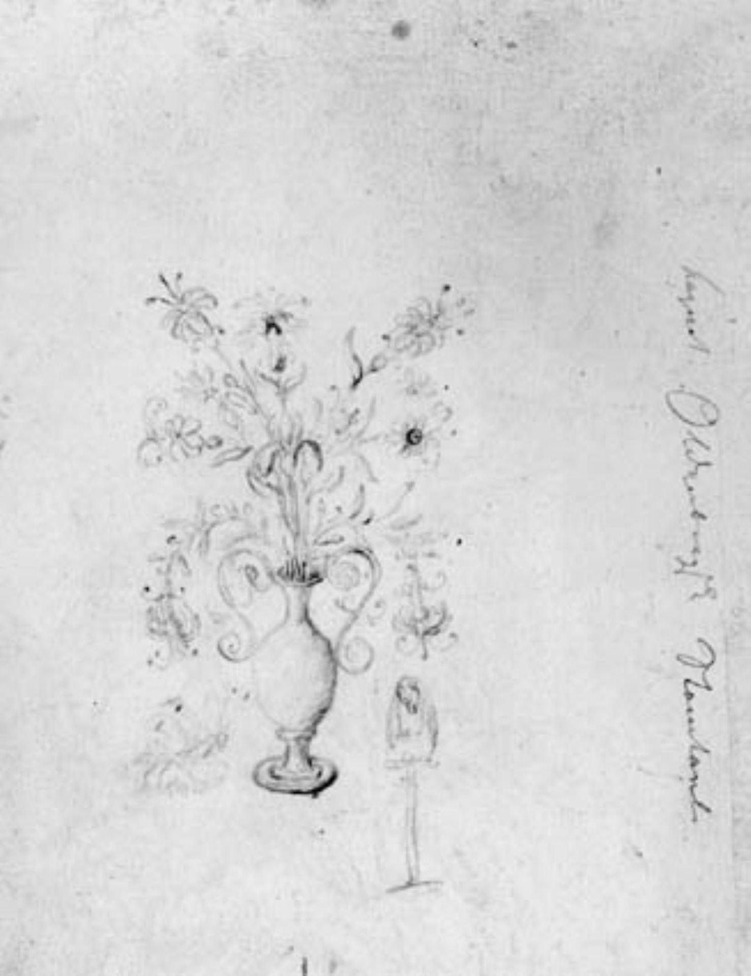 Ornamental vase with flowers and insects by Anonymous