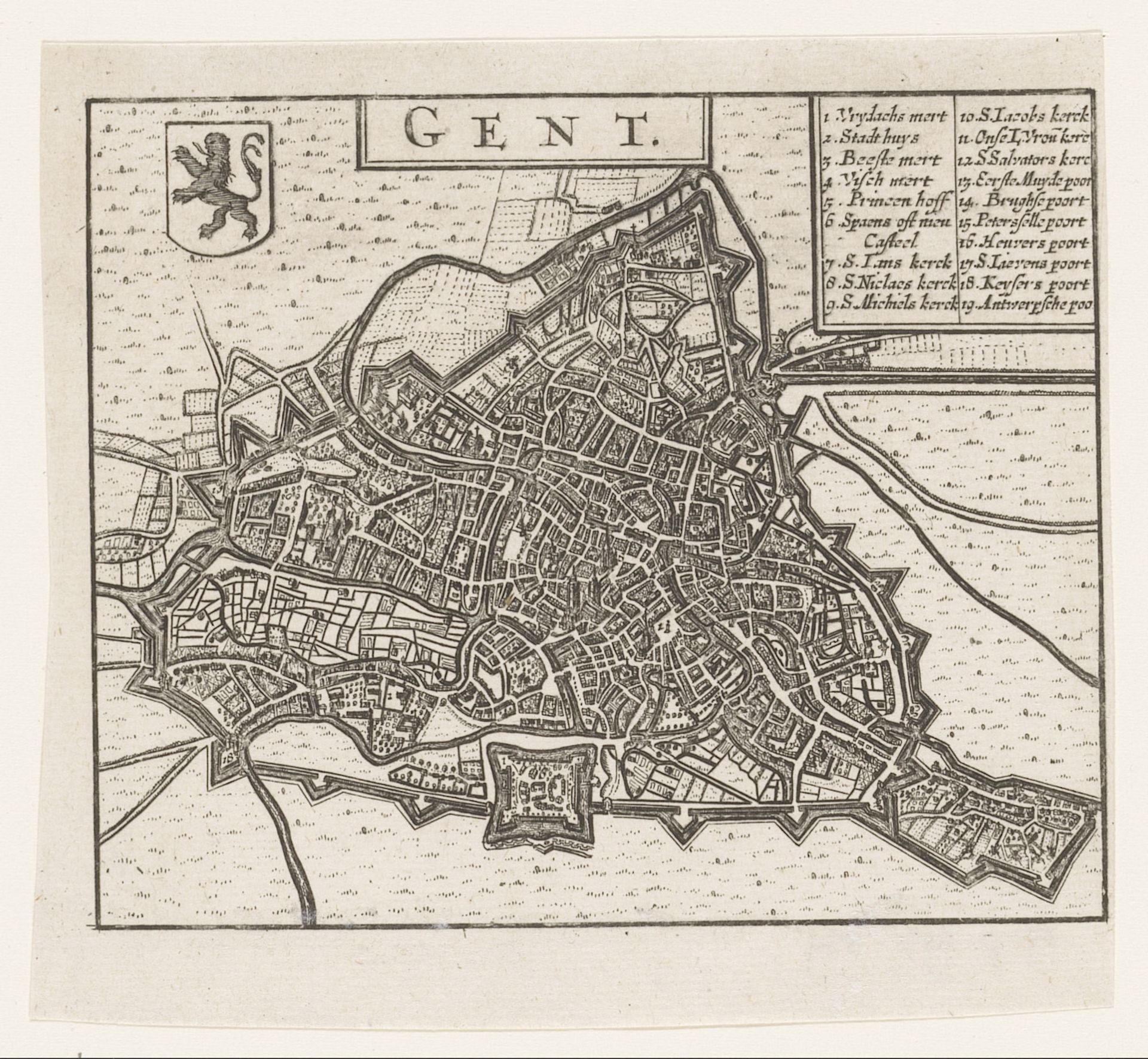 Plattegrond van Gent by Anonymous