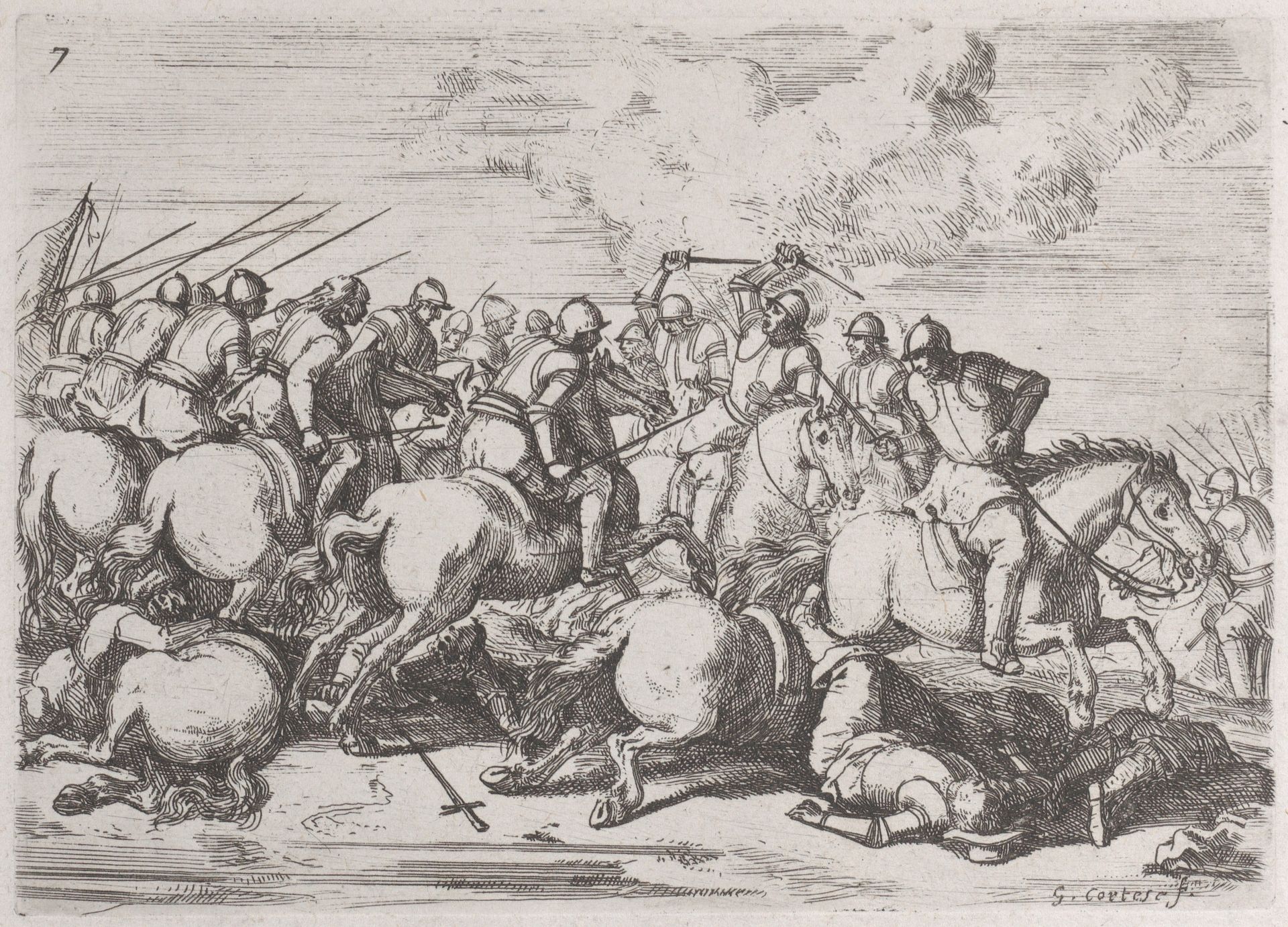 Plate 7: shock of a cavalry by Jacques Courtois