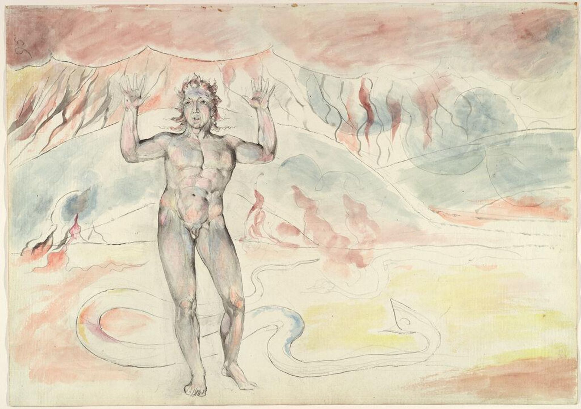 Donati Transformed into a Serpent; Francesco de'Cavalcanti Retransformed into a Man (from Dante's "Divine Comedy") by William Blake