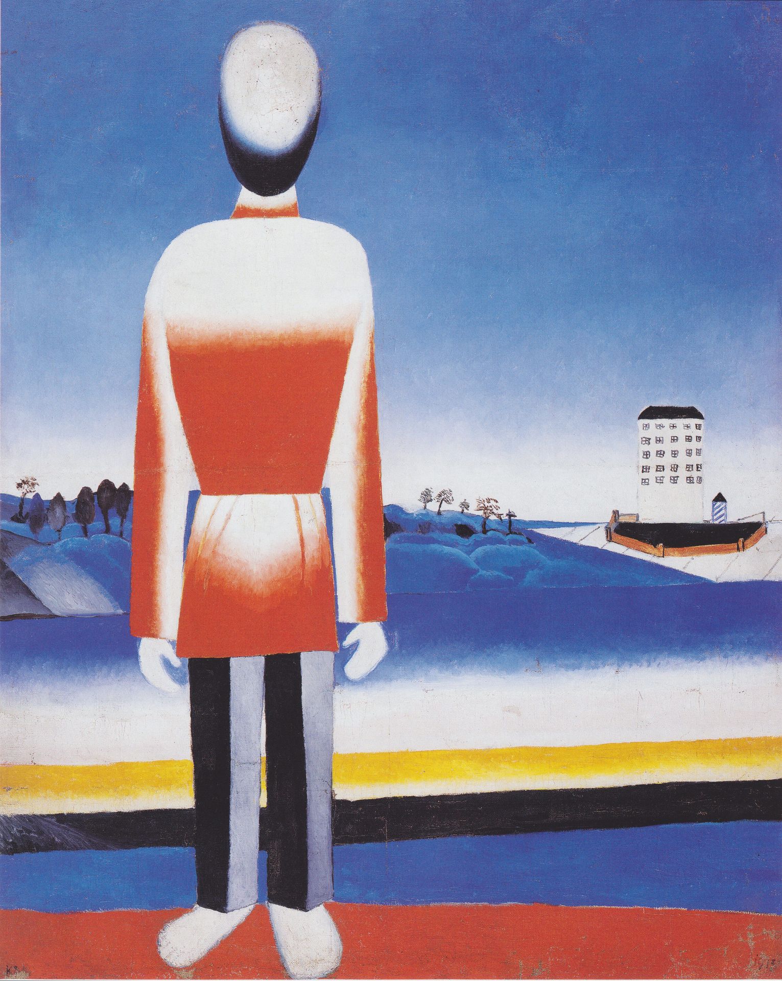 Man in Suprematist Landscape - Kazimir Malevich | Artera