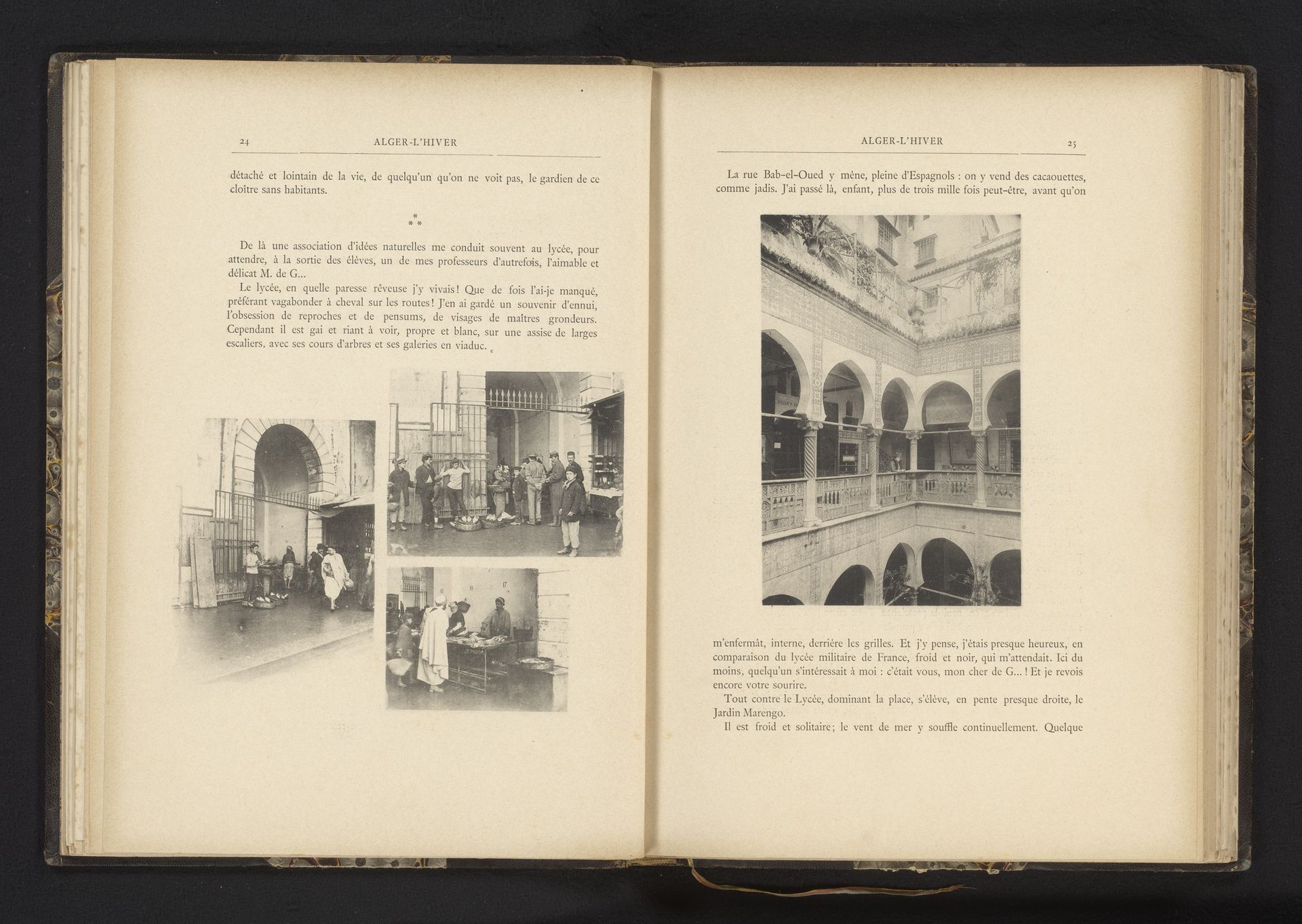 Drie afbeeldingen van handelsactiviteiten in de straten van Algiers, Algerije by Jules Gervais-Courtellemont