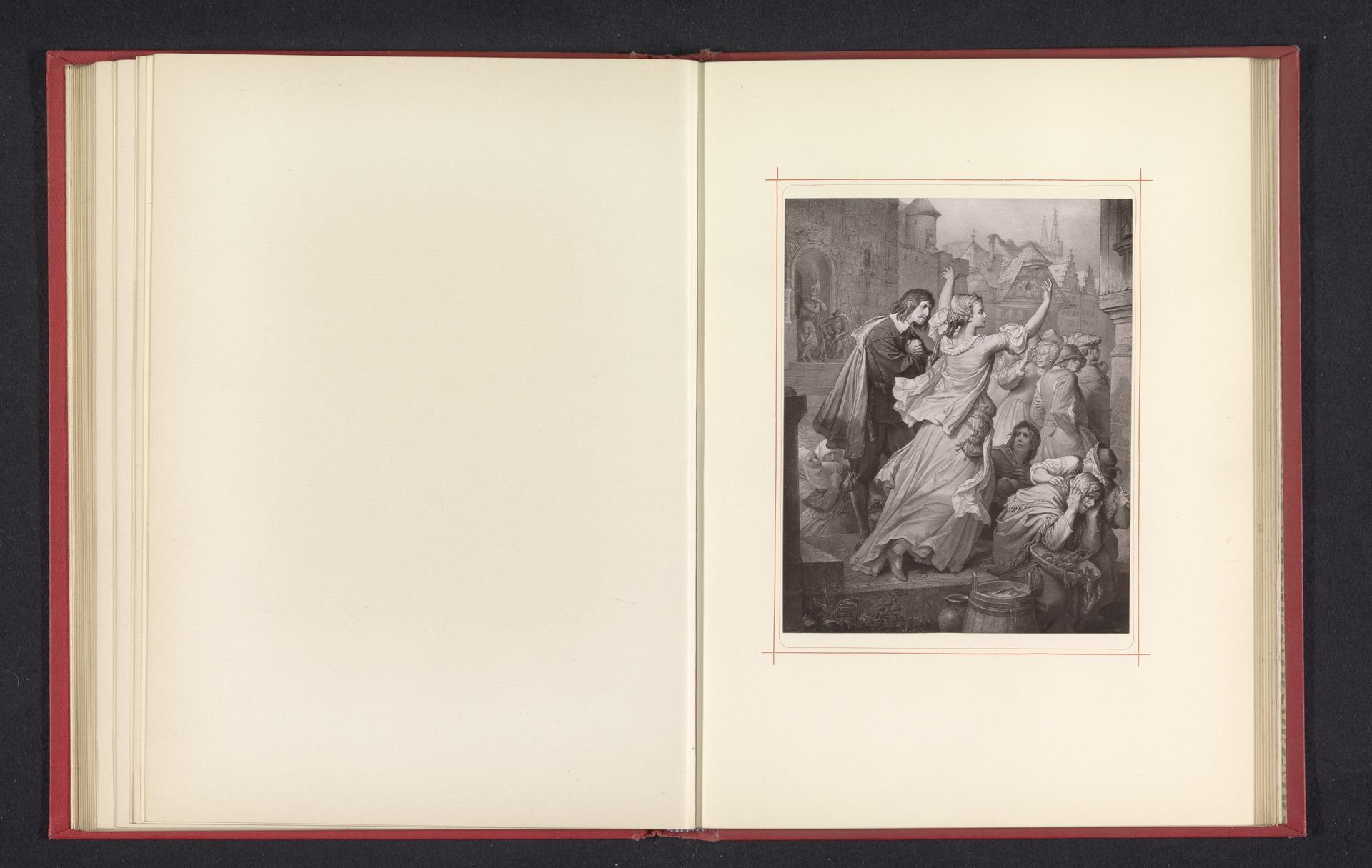 Fotoreproductie van een tekening, voorstellende Clärchen spoort de inwoners van Brussel aan by Anonymous