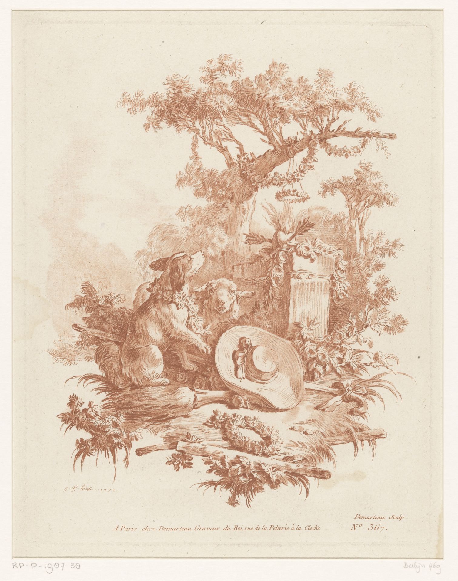 Landschap met hond en schaap by Gilles Demarteau