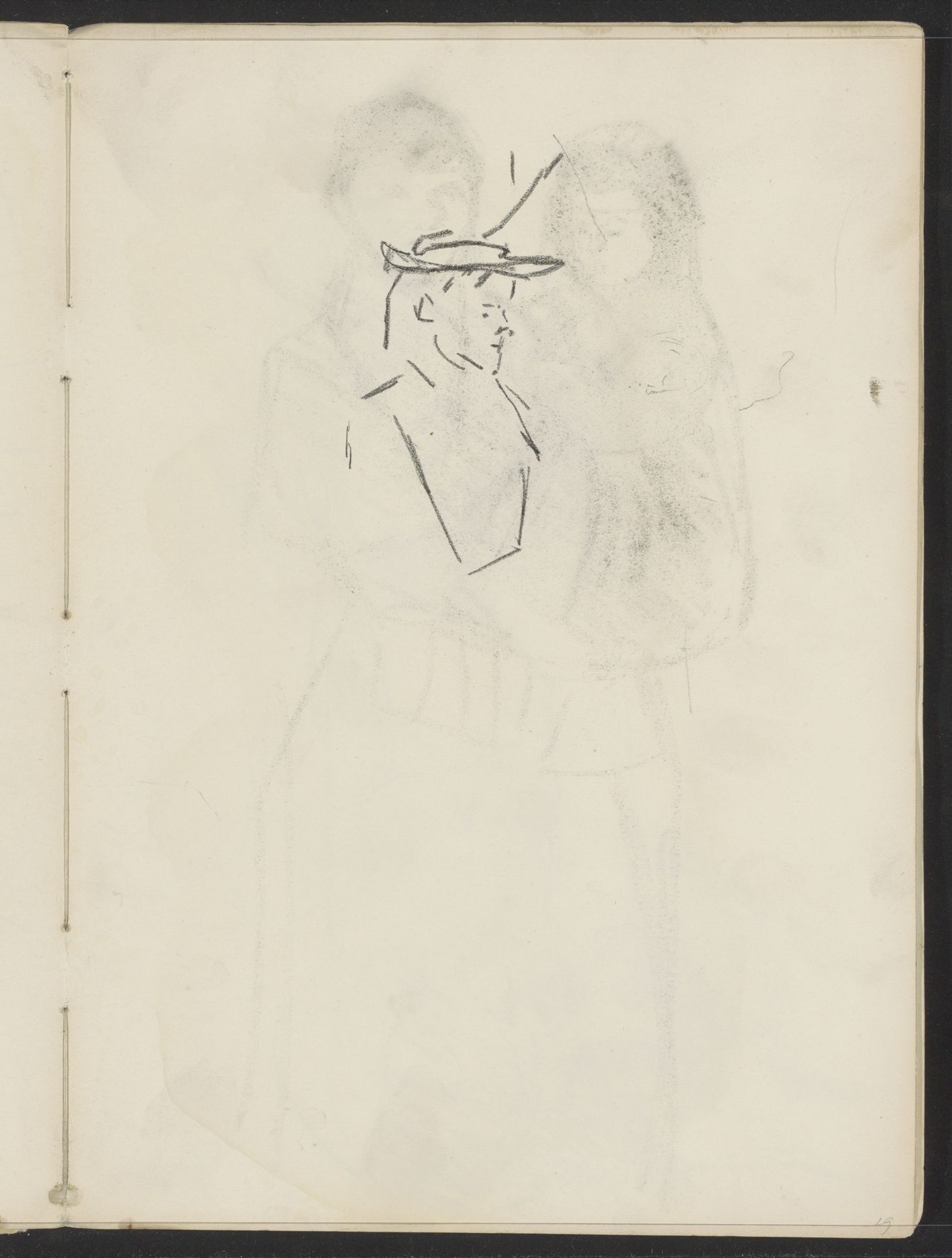 Vrouw met hoed, in profiel by Isaac Israels