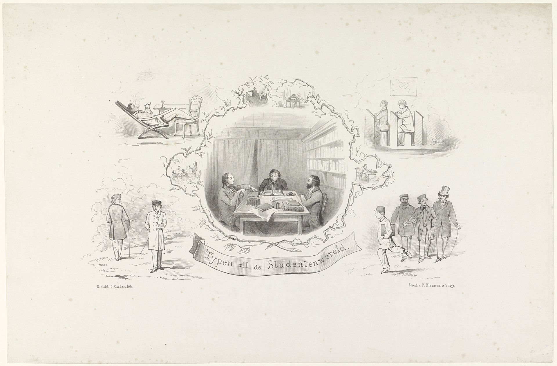 Blad uit Utrechtse studentenalmanak, 1862 by Carel Christiaan Antony Last