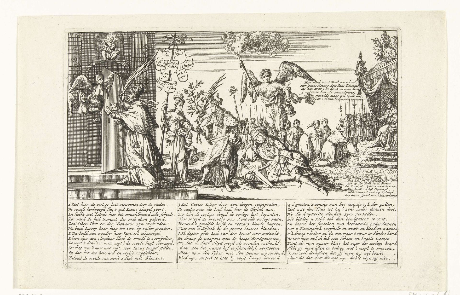 De Janustempel wordt door de paus gesloten, 1709 by Abraham Allard