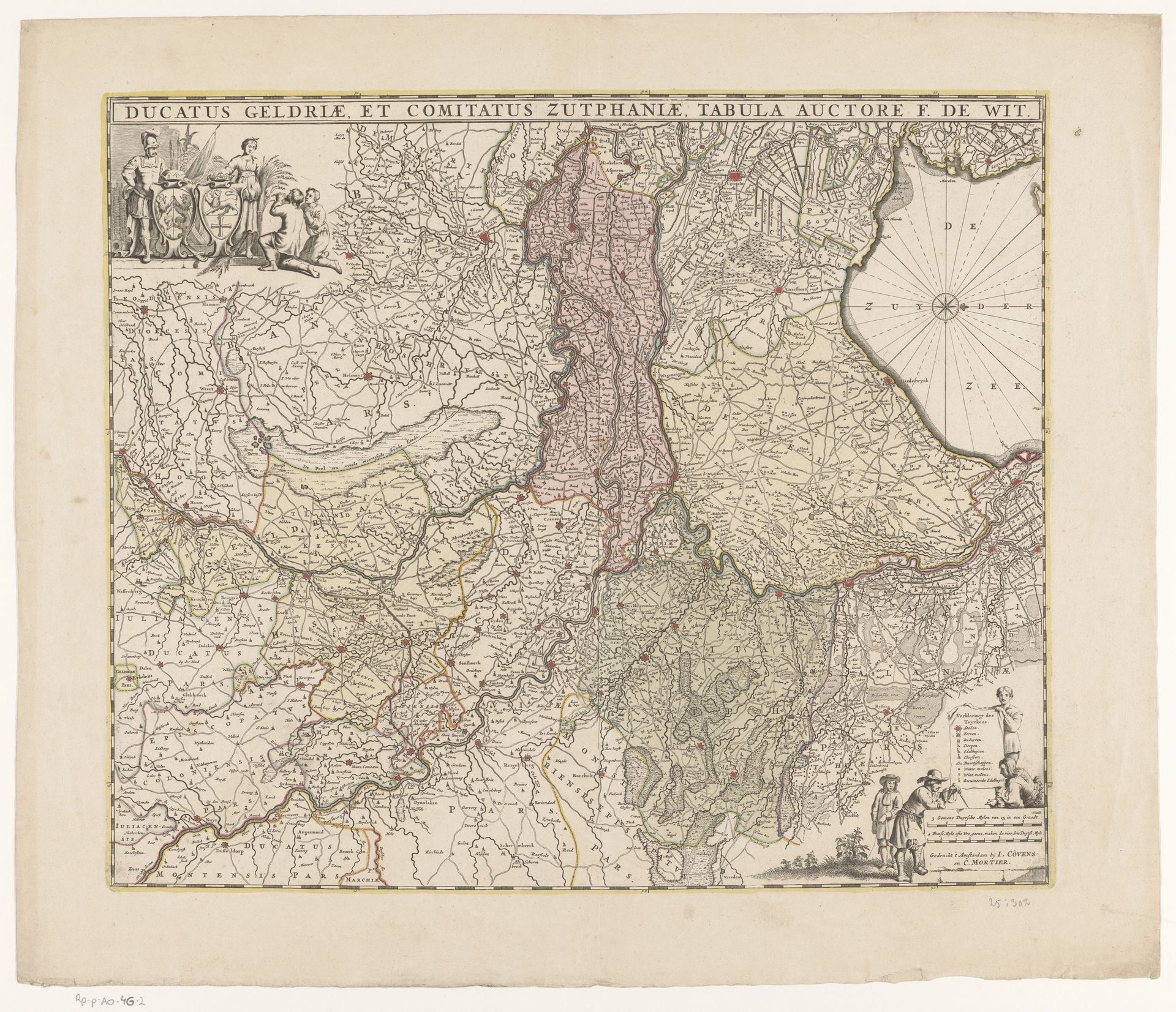 Kaart van Gelderland by Abraham Jansz. Deur