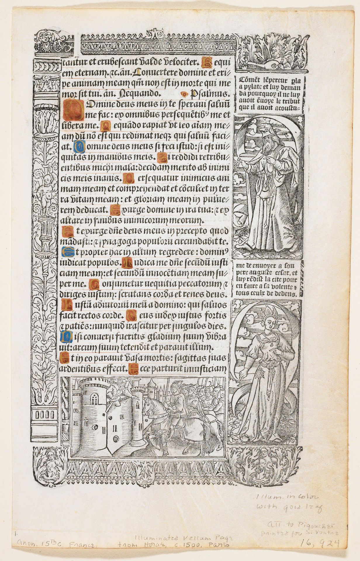 Illuminated Page by attributed to Pigouchet