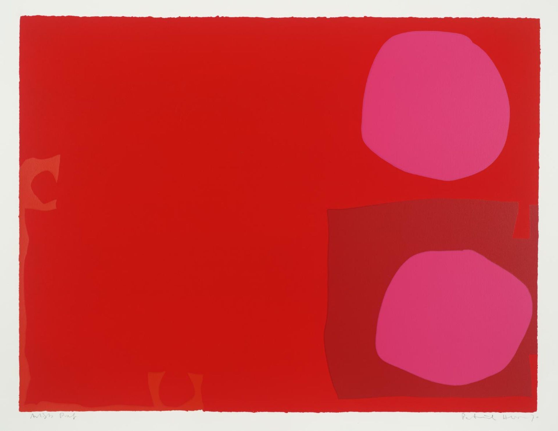 Two Pink Discs in Dark Reds : April 1970 by Patrick Heron