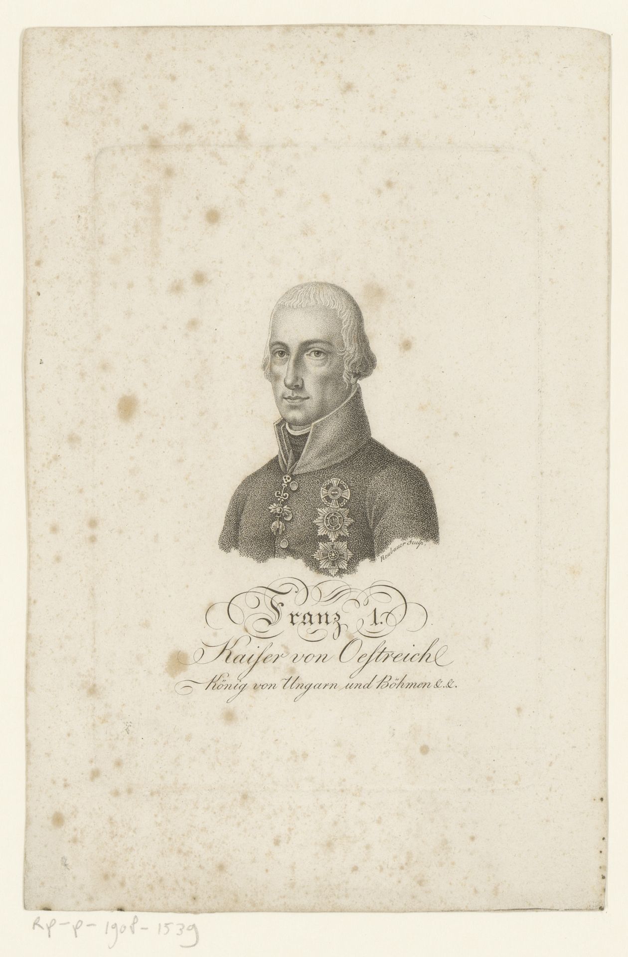 Portret van Frans II Josef Karel by Friedrich Ludwig Neubauer