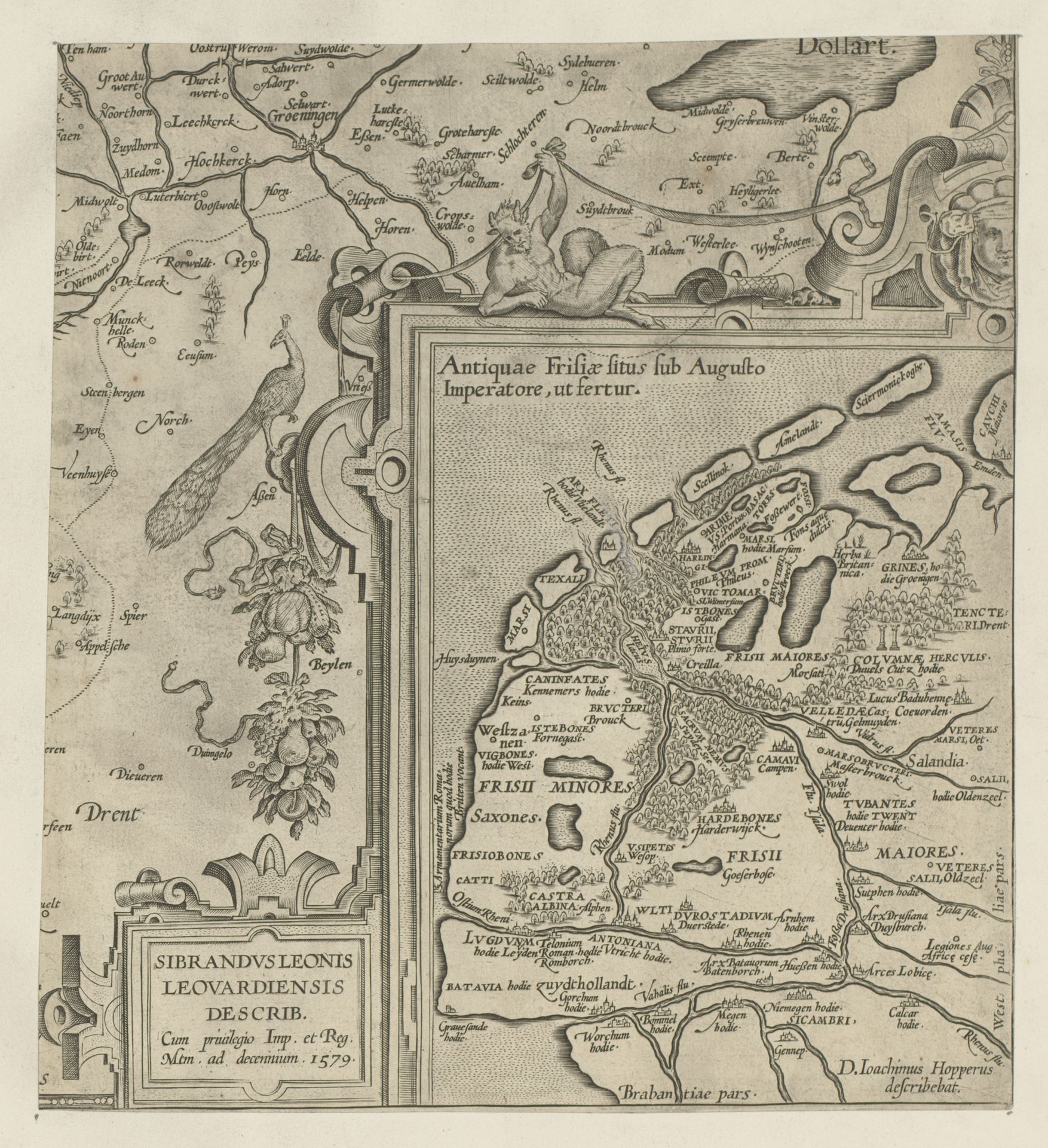 Cartouche met een kaart van Oud-Friesland by Anonymous