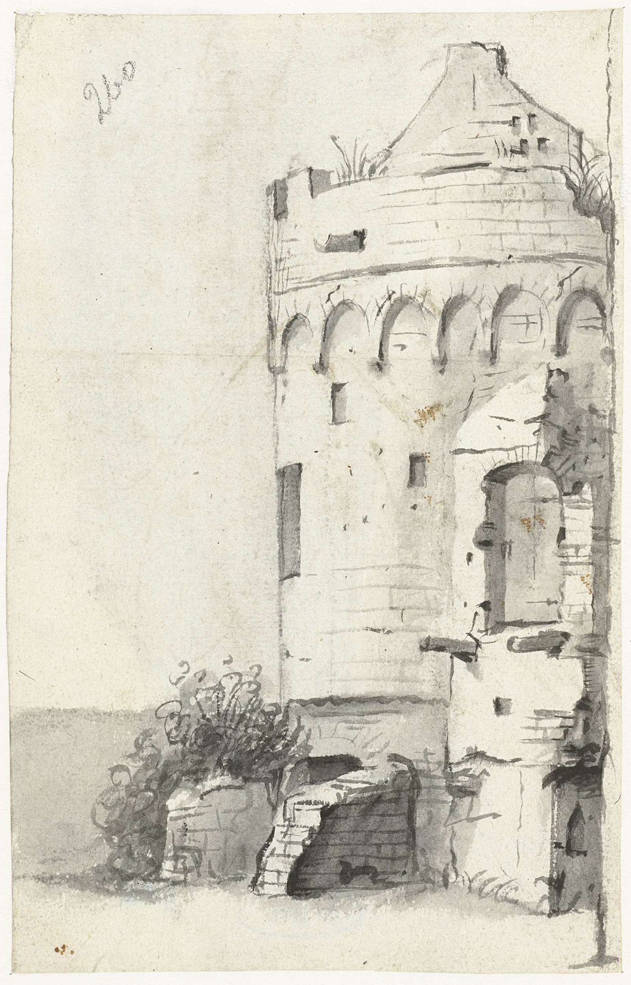 Ruïne van een toren by Moses ter Borch