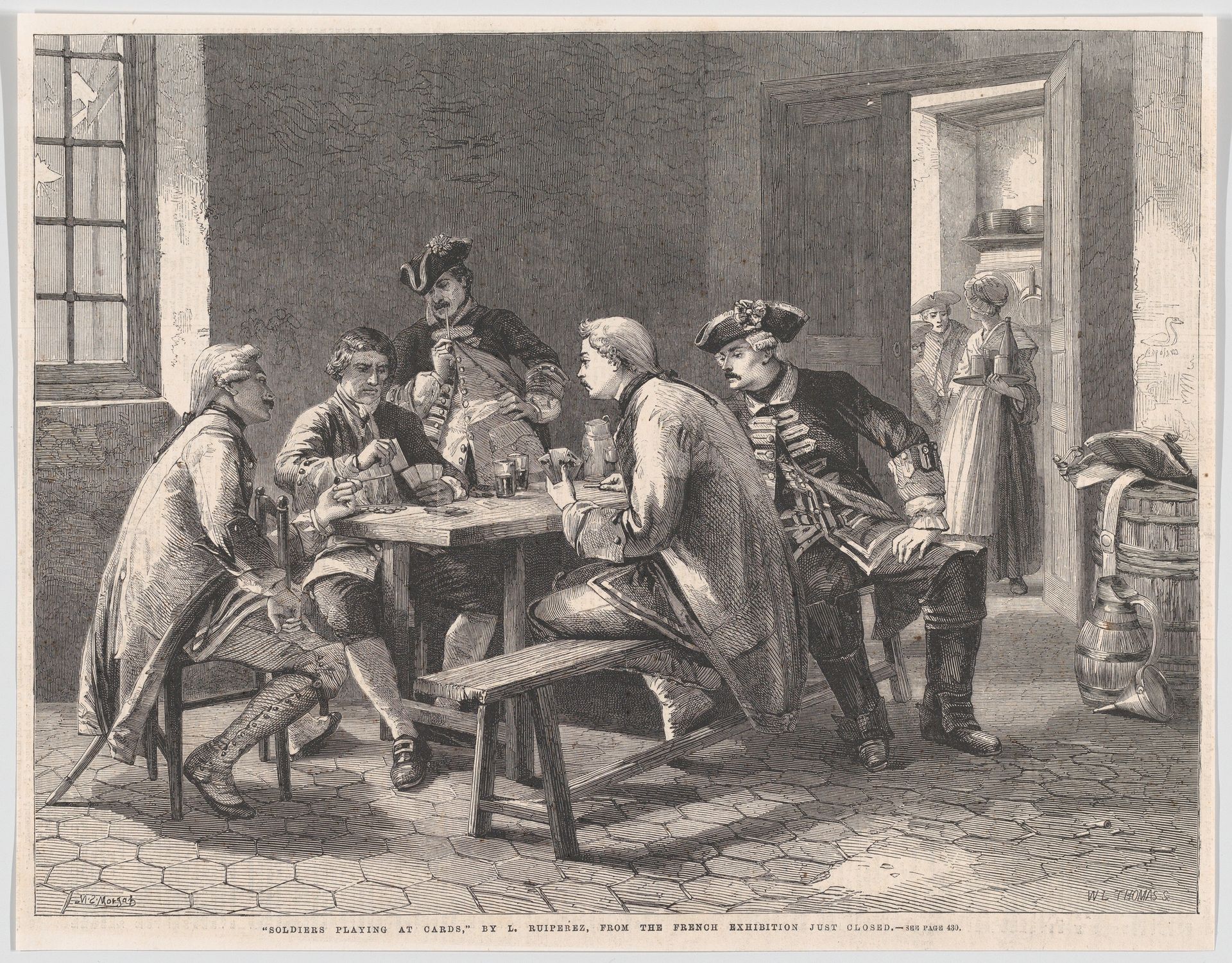 Soldiers Playing at Cards, from "Illustrated London News" by William Luson Thomas