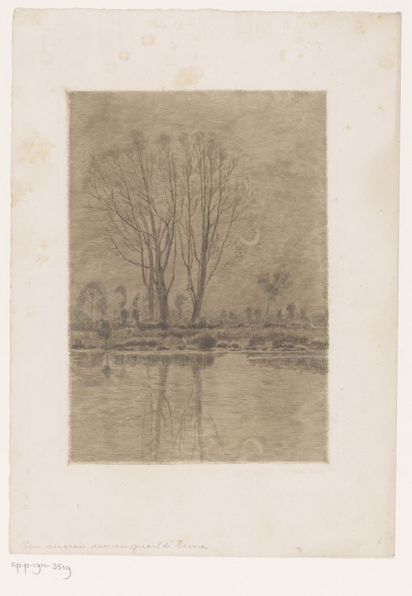 Vijver bij maneschijn by Jules Guiette