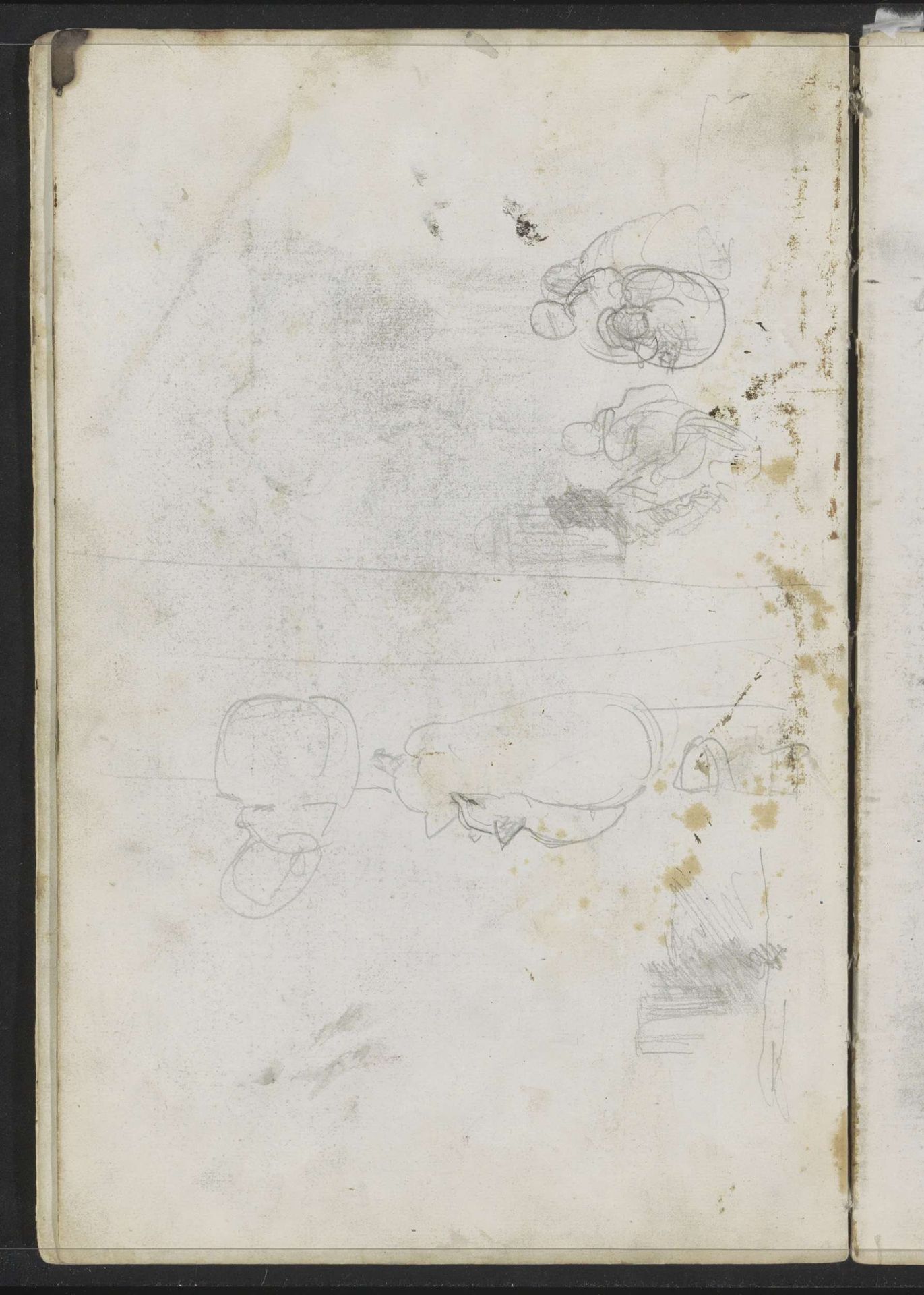 Studieblad, onder andere met zittende figuren in een kring by Jozef Israëls