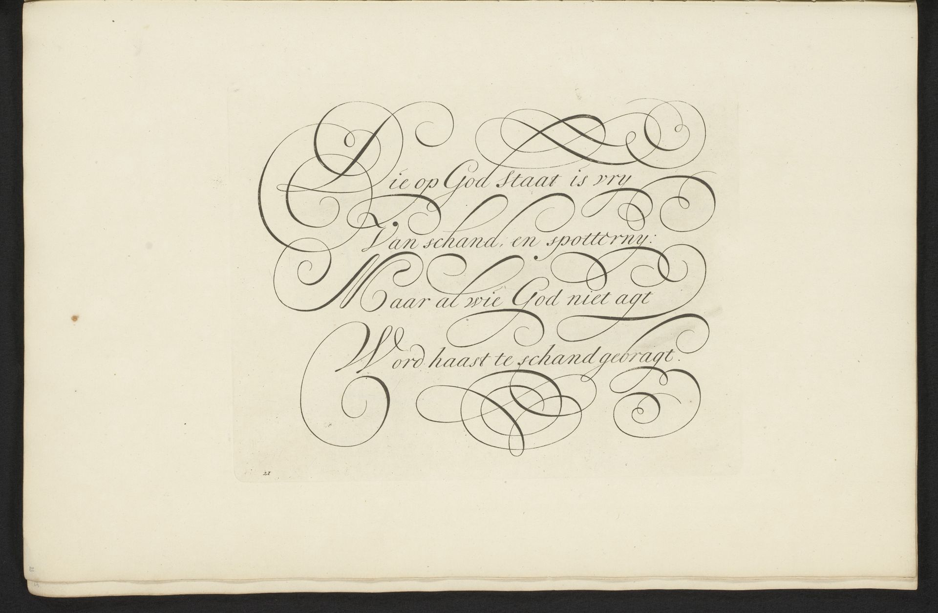 Schrijfvoorbeeld: Die op God staat is vry (...) by Bastiaan Boers