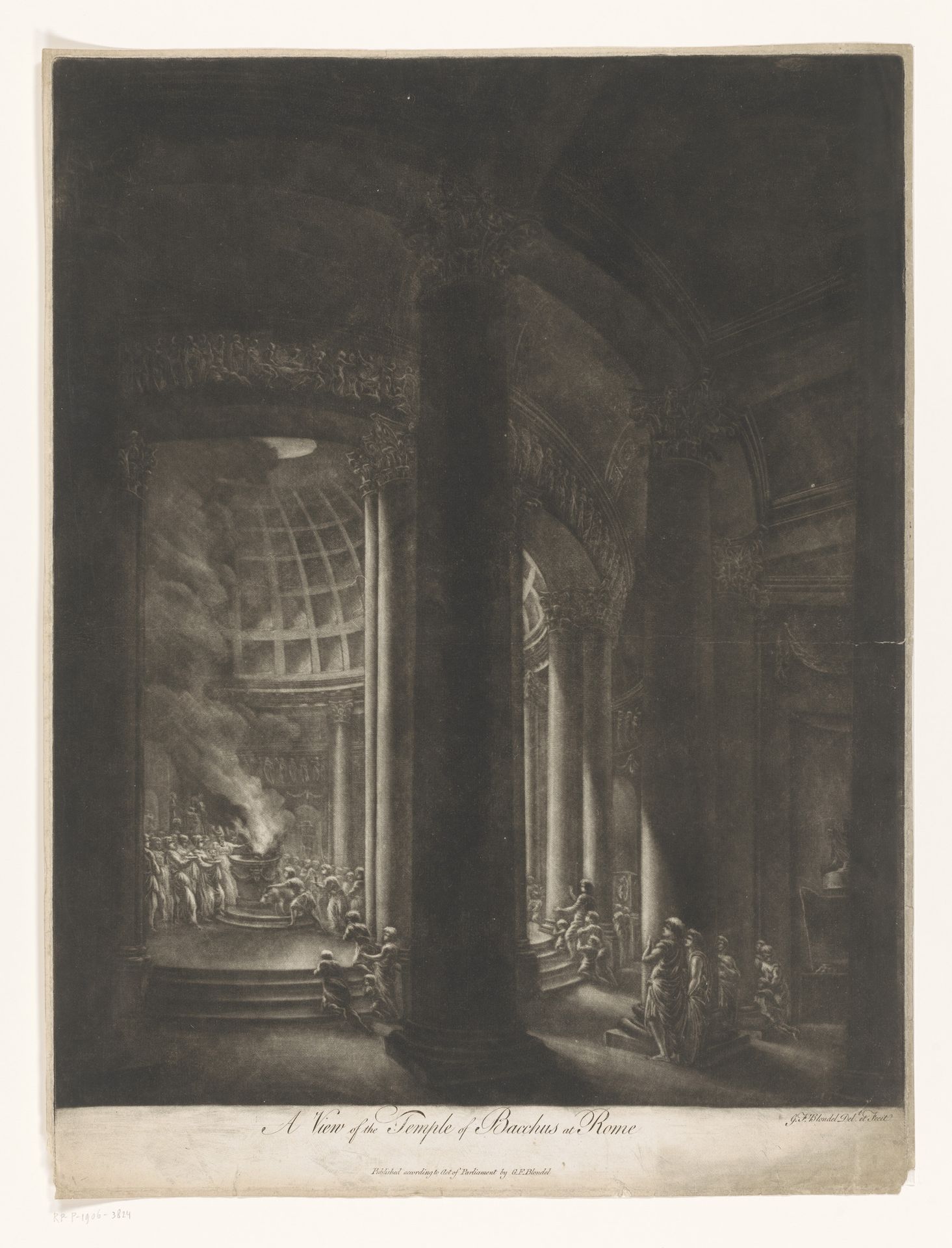 Interieur van de tempel van Bacchus by Jacques François Blondel