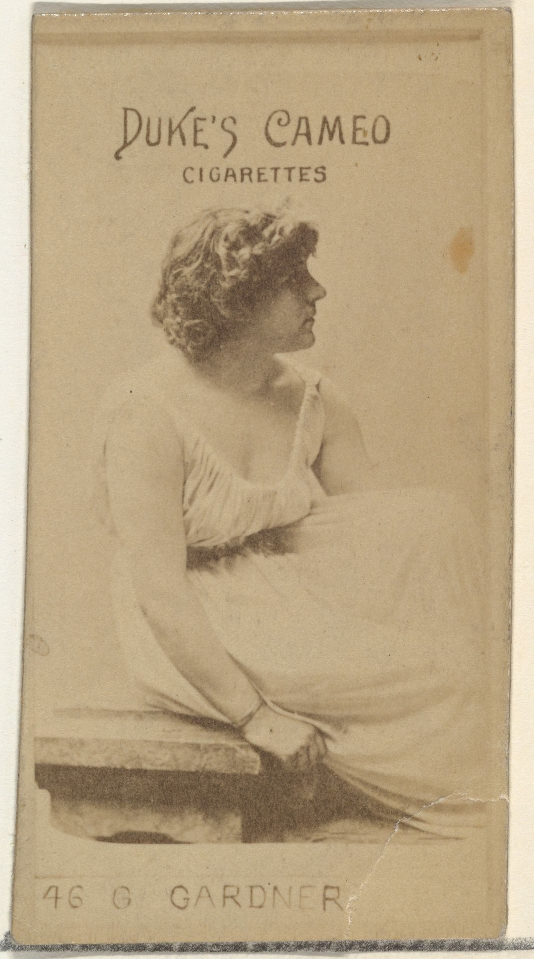 Card Number 46, Gertrude Gardner, from the Actors and Actresses series (N145-4) issued by Duke Sons & Co. to promote Cameo Cigarettes by W. Duke, Sons & Co.